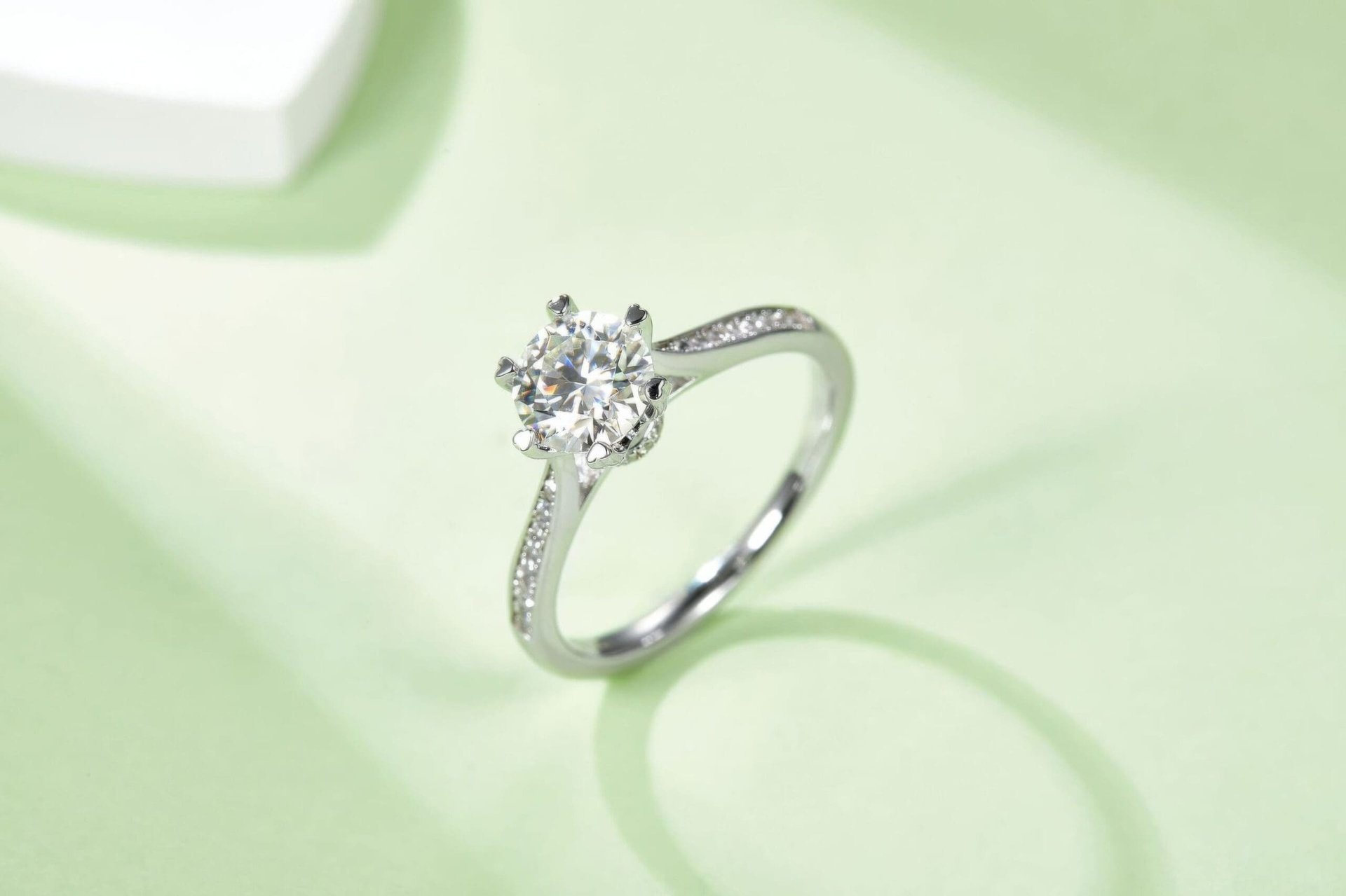 925 Silver Pavé Moissanite Solitaire Ring | 1ct DEF Round Brilliant, 6-Prong - Image 6