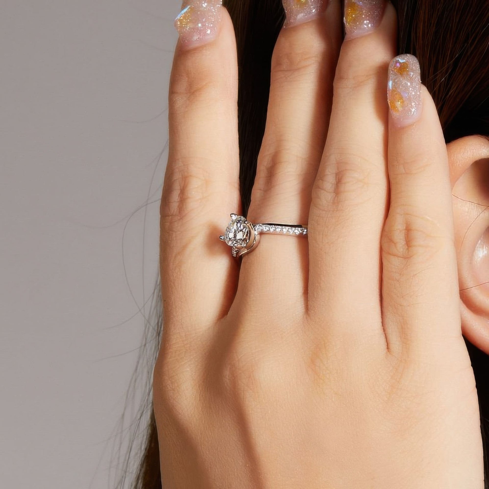 Twisted Band Moissanite Ring | 1ct Round Solitaire | Pave Bypass Shank | 925 Sterling Silver - Image 3