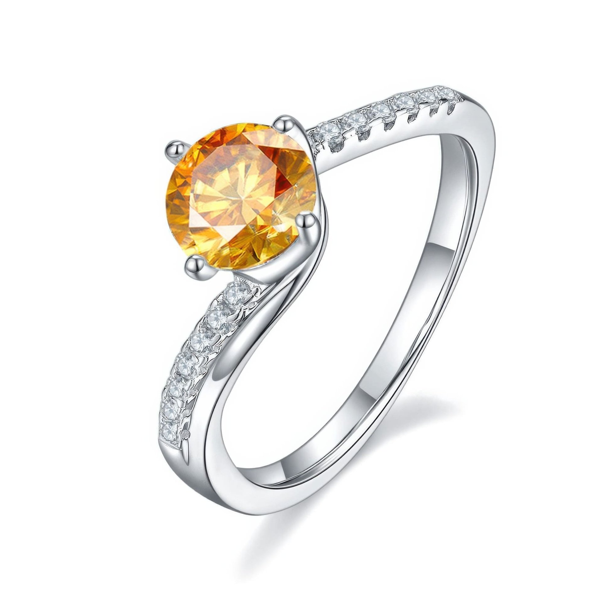 Twisted Band Moissanite Ring | 1ct Round Solitaire | Pave Bypass Shank | 925 Sterling Silver - Image 10
