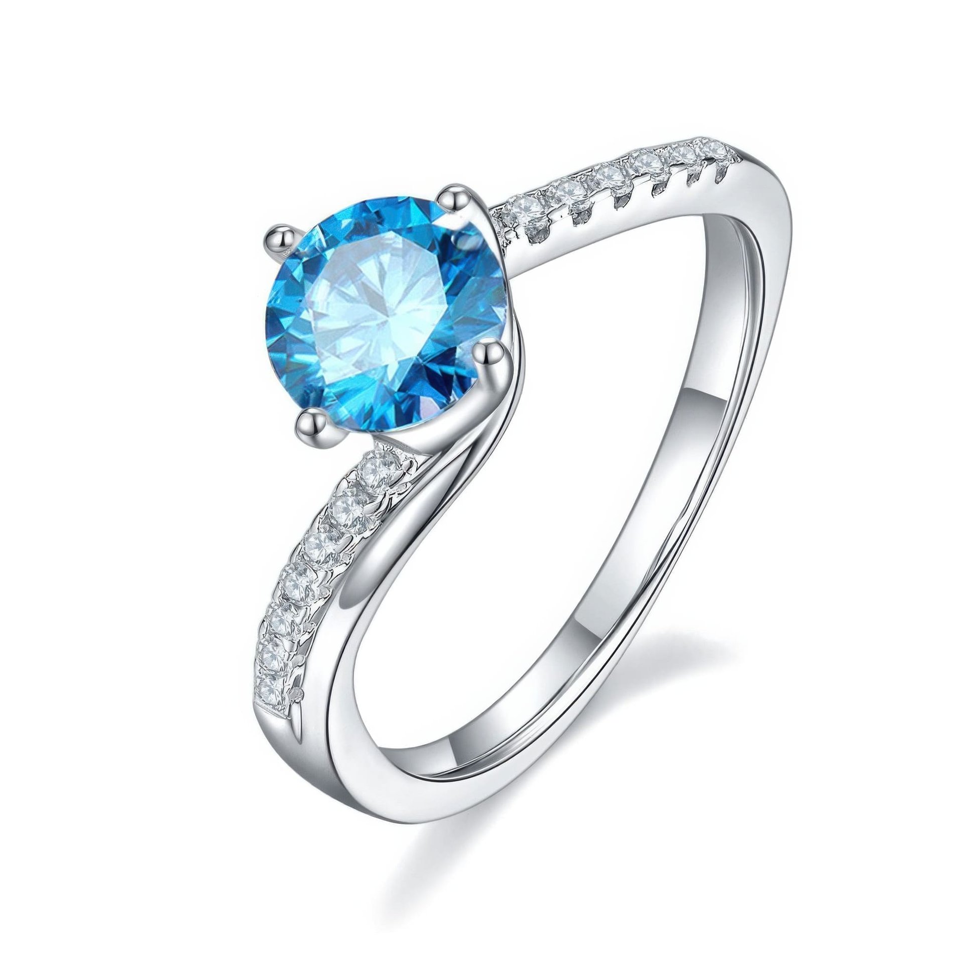 Twisted Band Moissanite Ring | 1ct Round Solitaire | Pave Bypass Shank | 925 Sterling Silver - Image 11