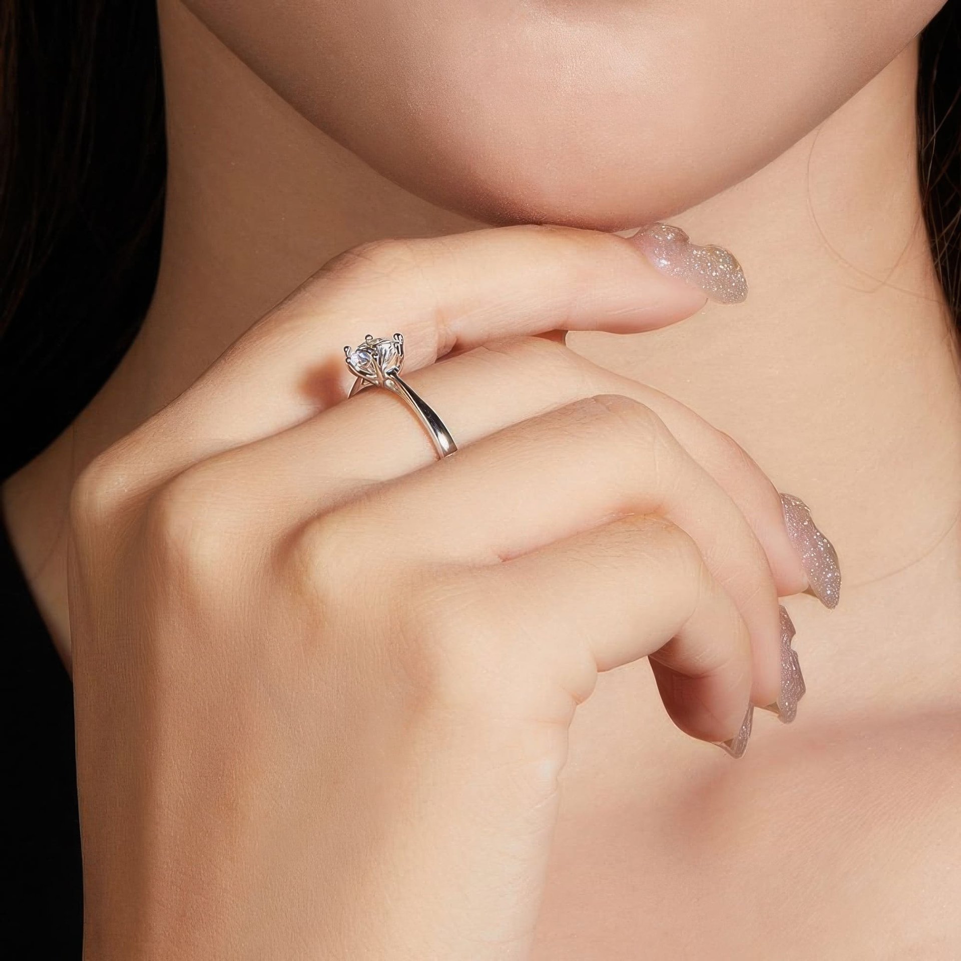 Six-Prong Moissanite Solitaire Engagement Ring | 1ct DEW Round 6.5mm | 925 Silver - Image 3