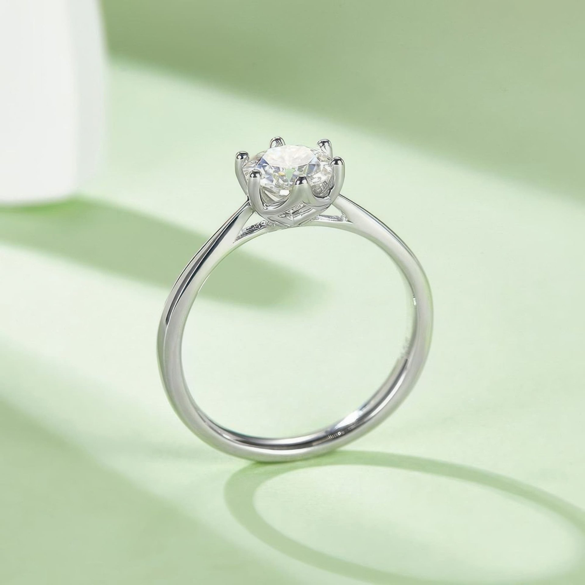 Six-Prong Moissanite Solitaire Engagement Ring | 1ct DEW Round 6.5mm | 925 Silver - Image 5
