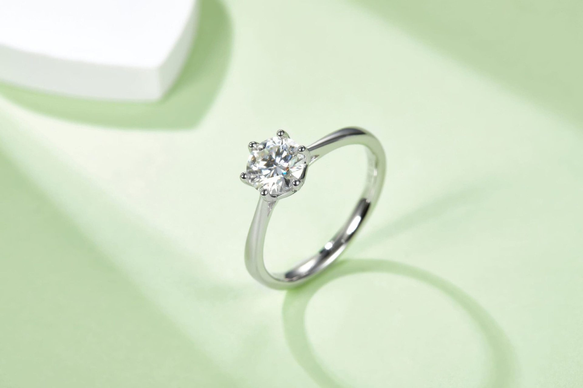 Six-Prong Moissanite Solitaire Engagement Ring | 1ct DEW Round 6.5mm | 925 Silver - Image 6