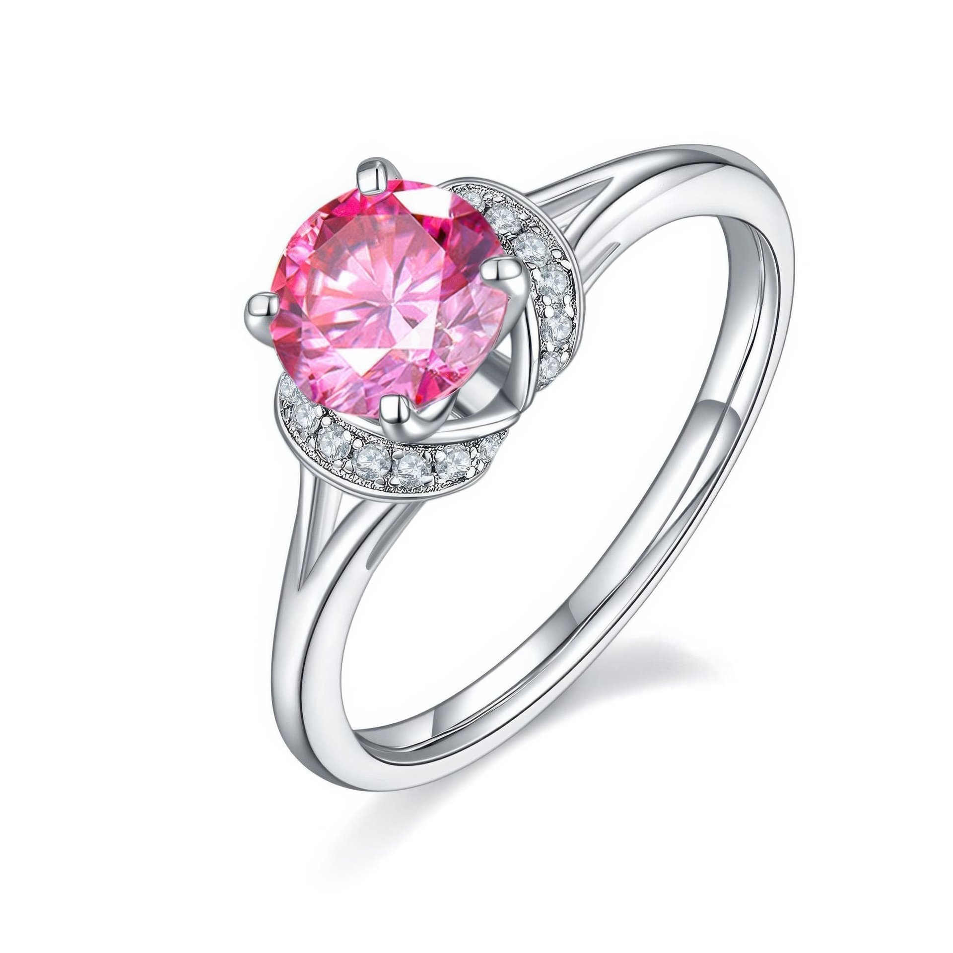 1 Carat Moissanite Ring | Round Solitaire with Pavé Swirl Accent | 925 Sterling Silver - Image 9