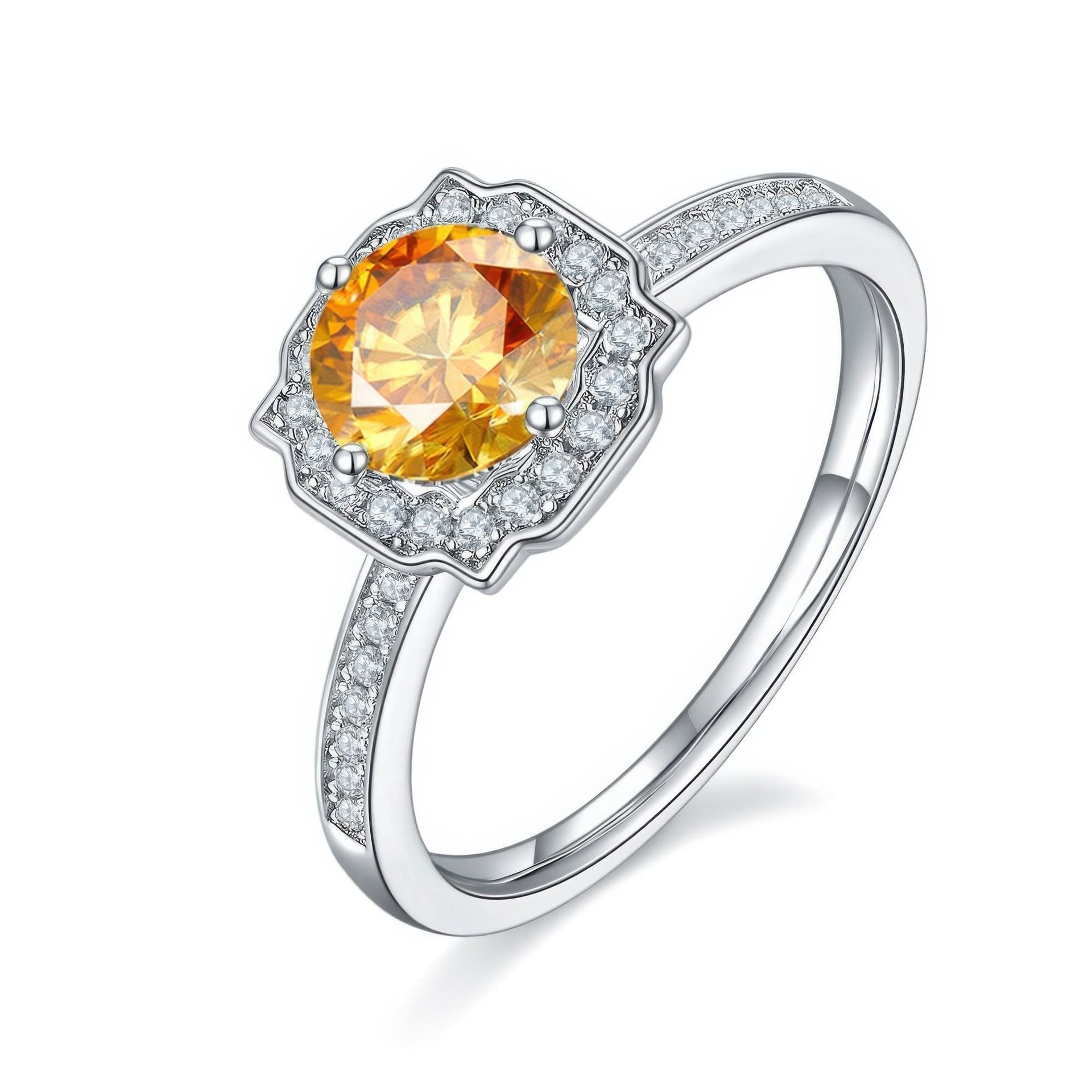 Round Moissanite Halo Engagement Ring | Floral Cushion Pave Halo | 925 Silver - Image 9