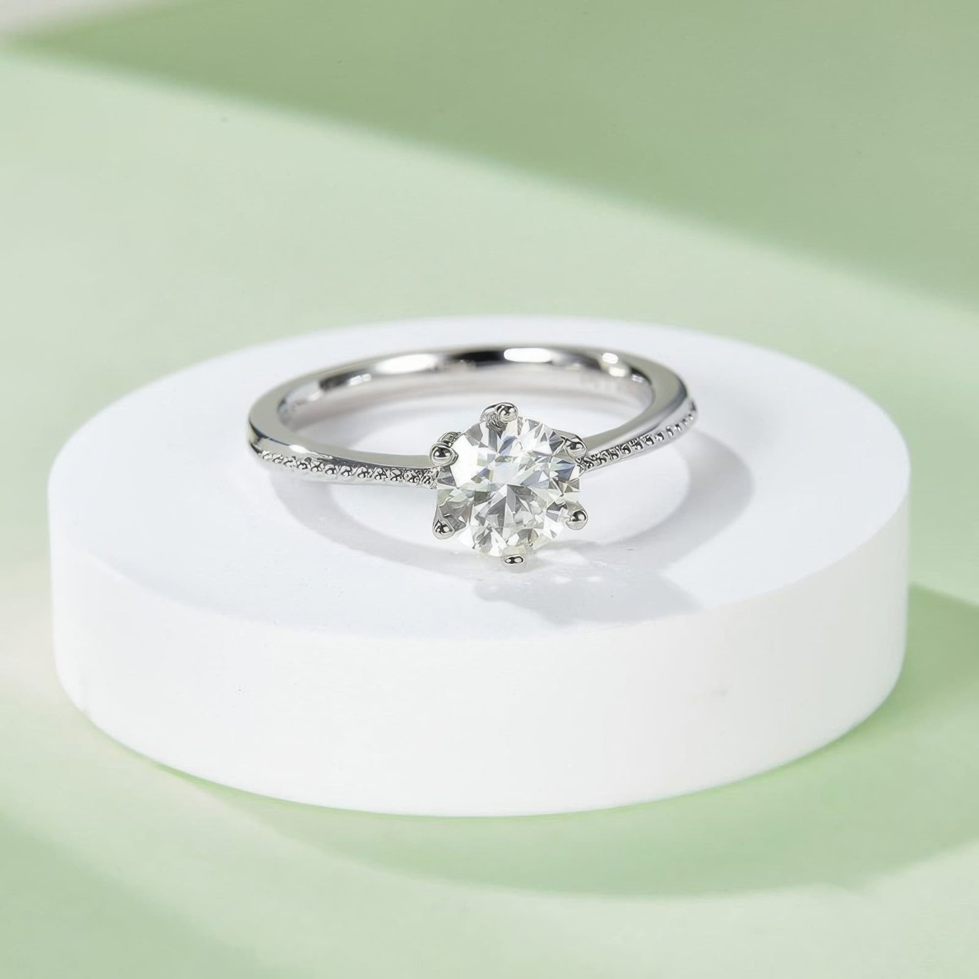 Classic Six-Prong Solitaire Moissanite Ring | 1ct DEW Round Brilliant | 925 Sterling Silver - Image 4