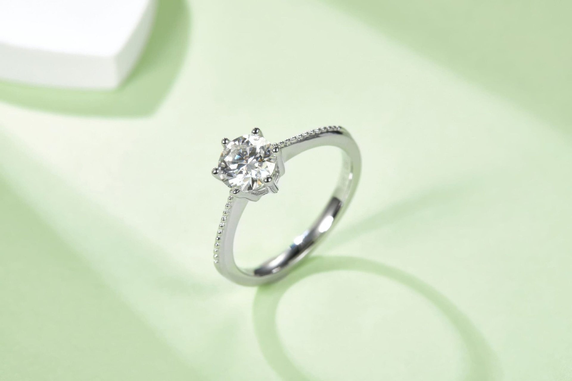 Classic Six-Prong Solitaire Moissanite Ring | 1ct DEW Round Brilliant | 925 Sterling Silver - Image 6