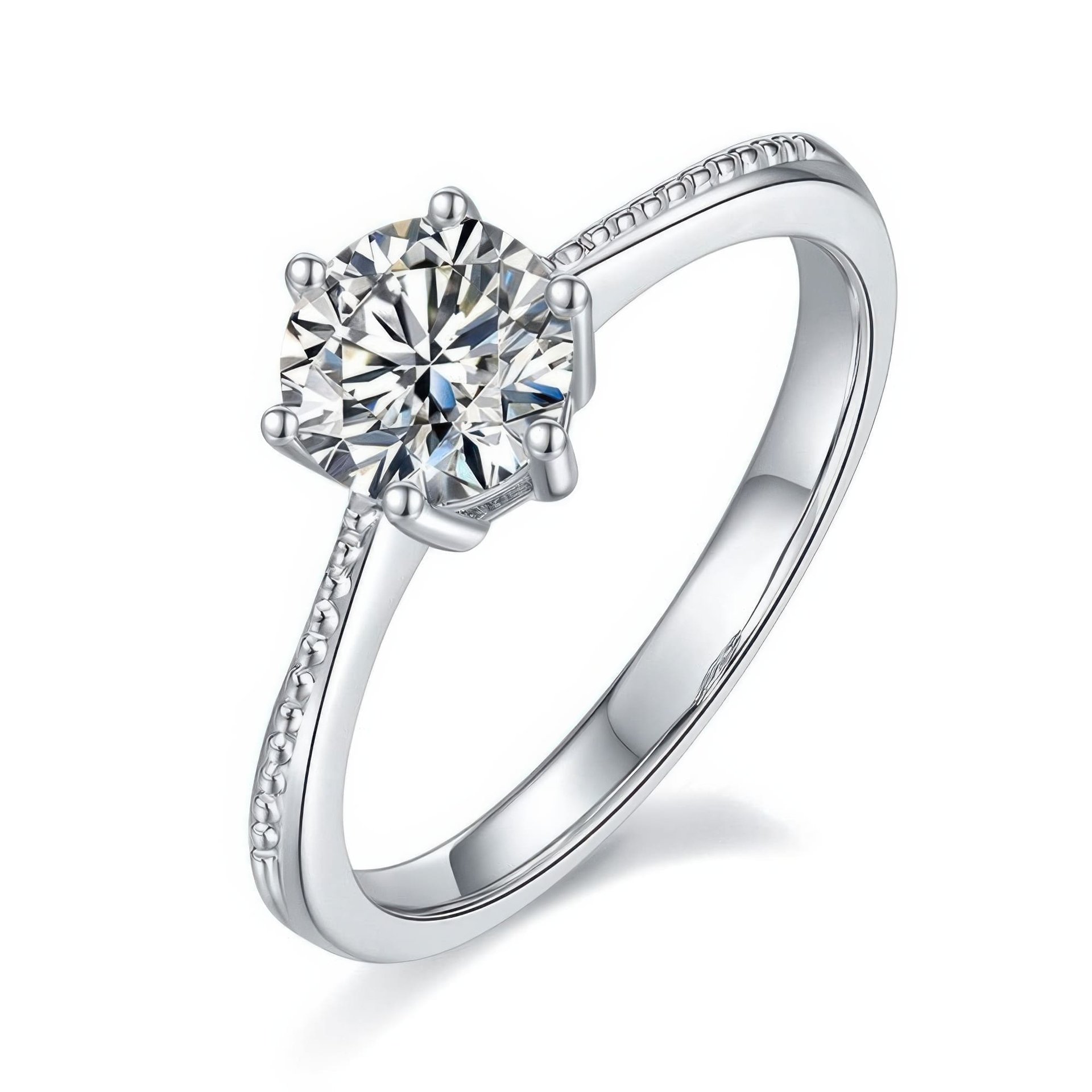 Classic Six-Prong Solitaire Moissanite Ring | 1ct DEW Round Brilliant | 925 Sterling Silver