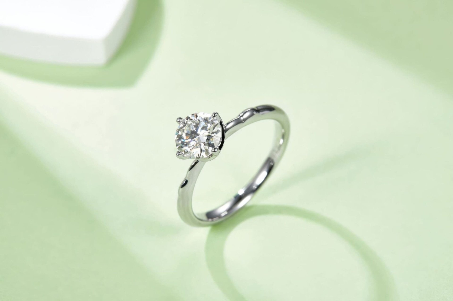 1 ct Round Solitaire Moissanite Ring | 6.5mm DEF White | Sculpted 925 Silver Band - Image 5