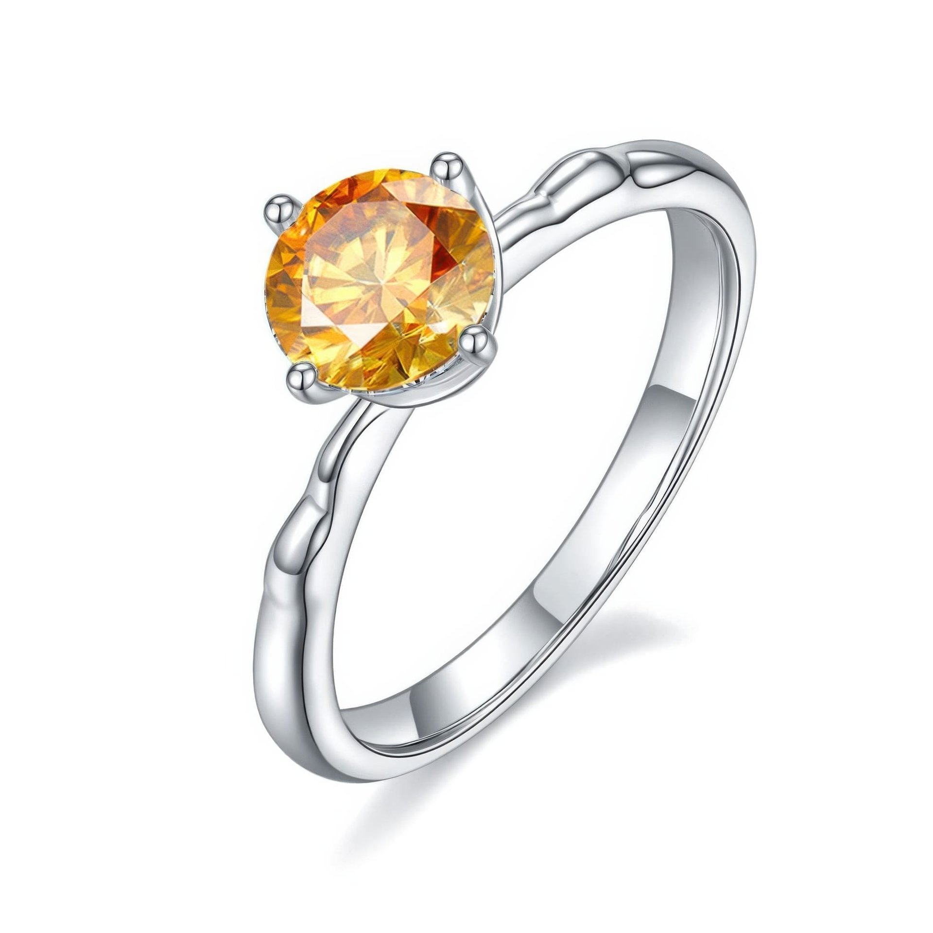 1 ct Round Solitaire Moissanite Ring | 6.5mm DEF White | Sculpted 925 Silver Band - Image 9