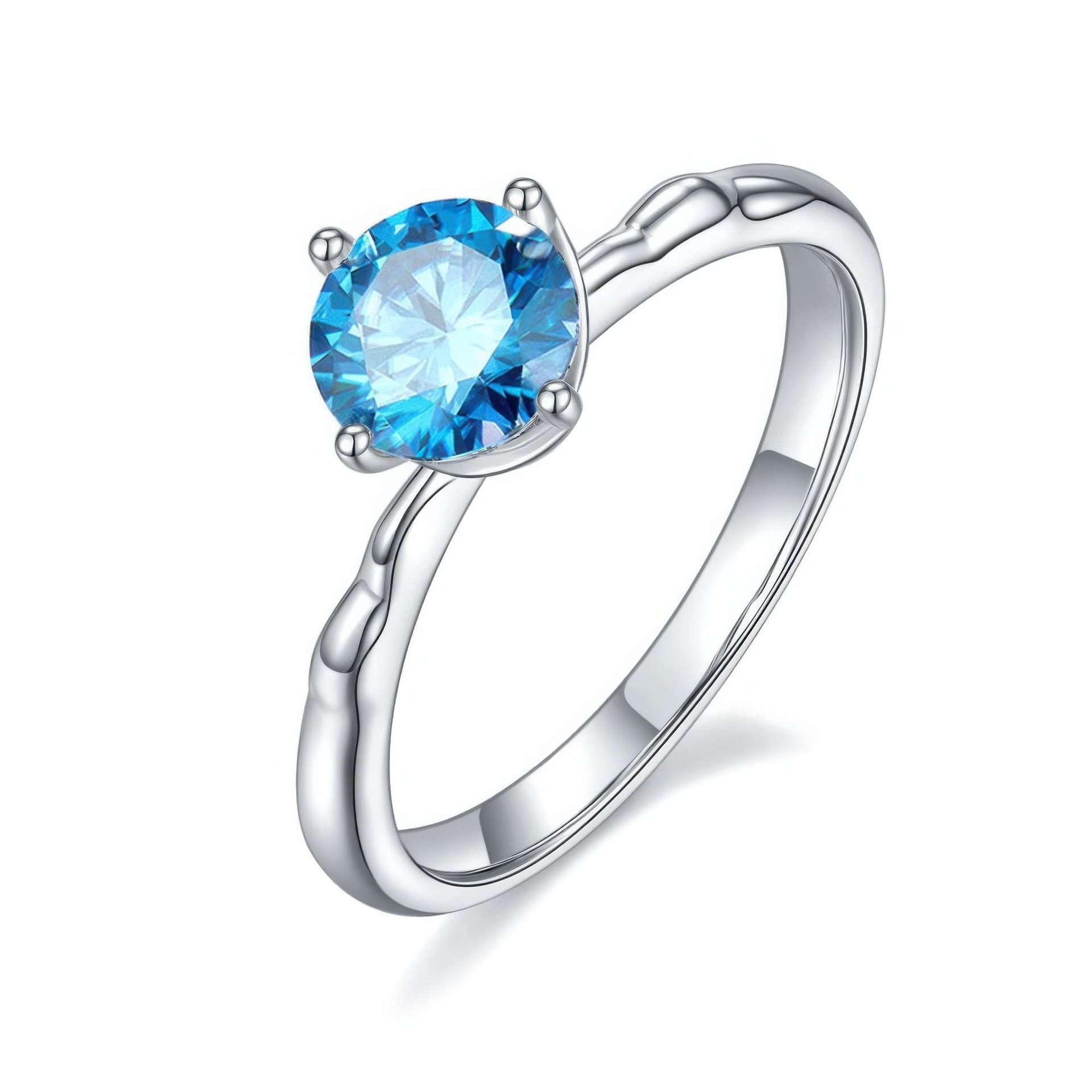 1 ct Round Solitaire Moissanite Ring | 6.5mm DEF White | Sculpted 925 Silver Band - Image 10