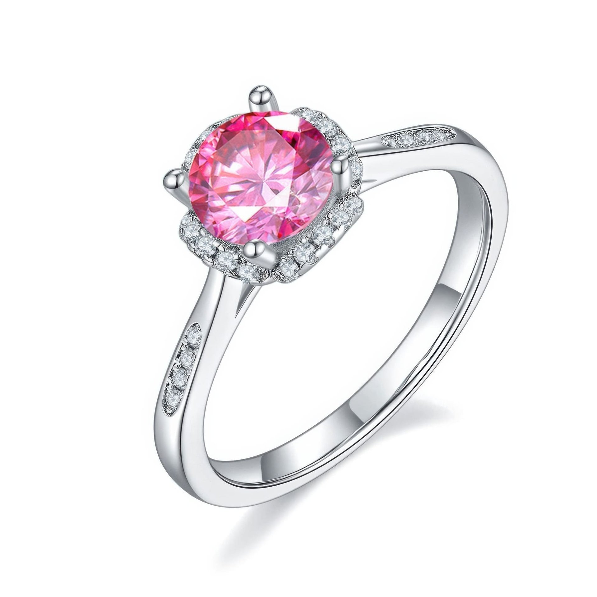 1ct Round Moissanite Cushion-Halo Engagement Ring | DEF Colorless, 925 Sterling Silver - Image 9