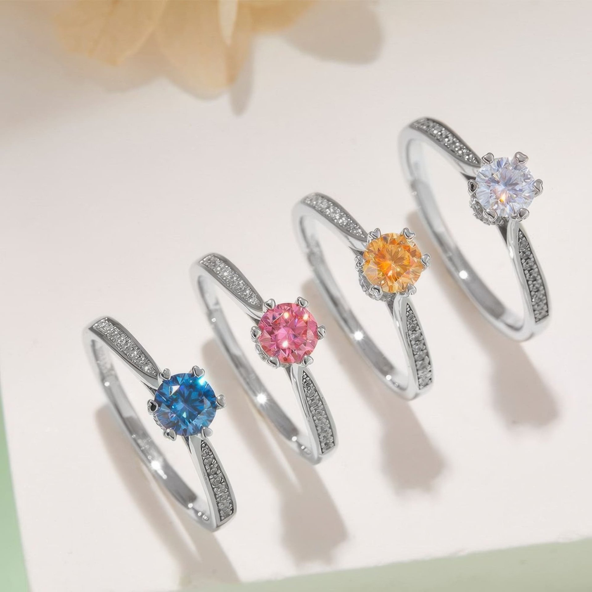 Classic Moissanite Solitaire Ring 925 Silver | 0.5ct DEW Round, Six Heart-Prong Pave | 4 Colors - Image 6