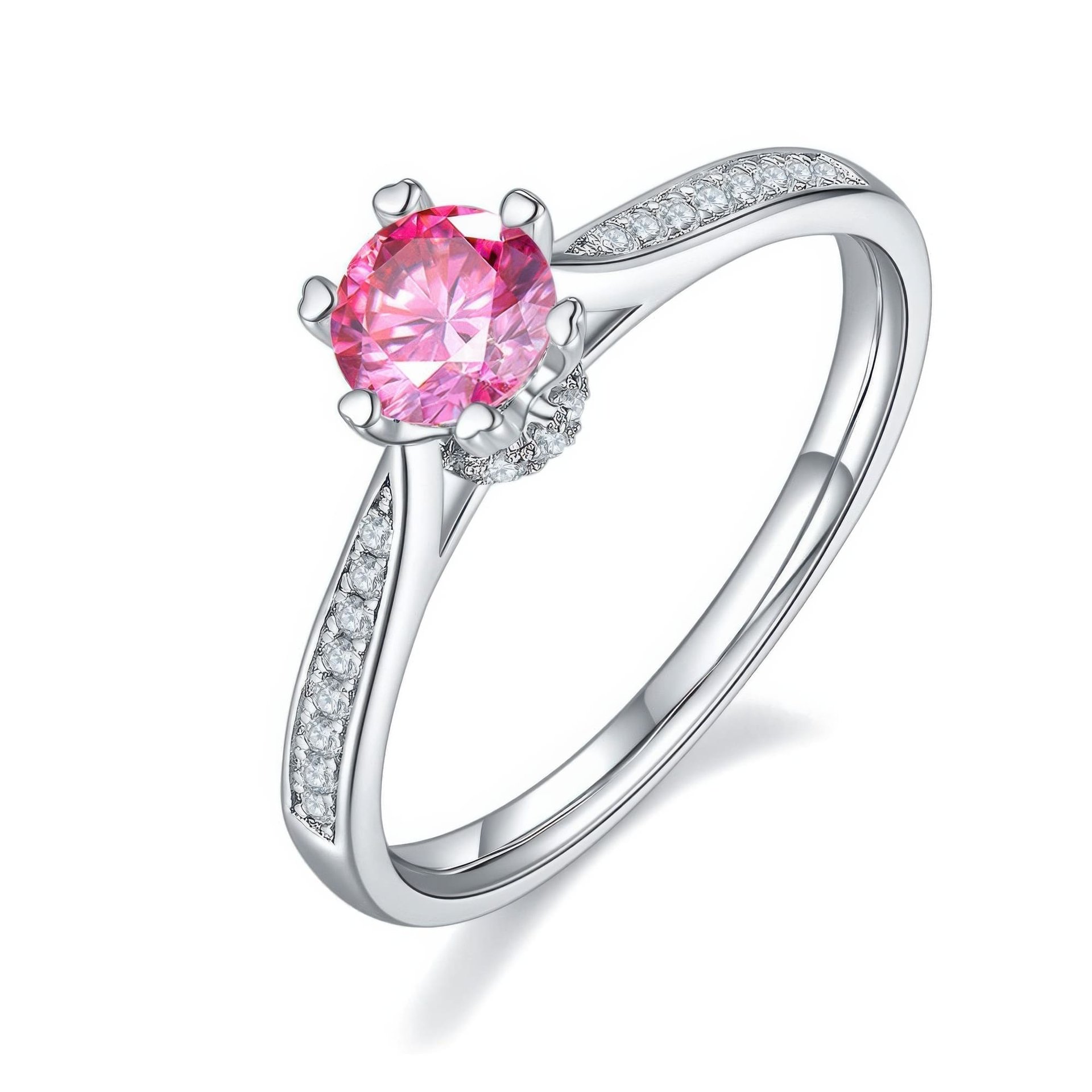 Classic Moissanite Solitaire Ring 925 Silver | 0.5ct DEW Round, Six Heart-Prong Pave | 4 Colors - Image 7