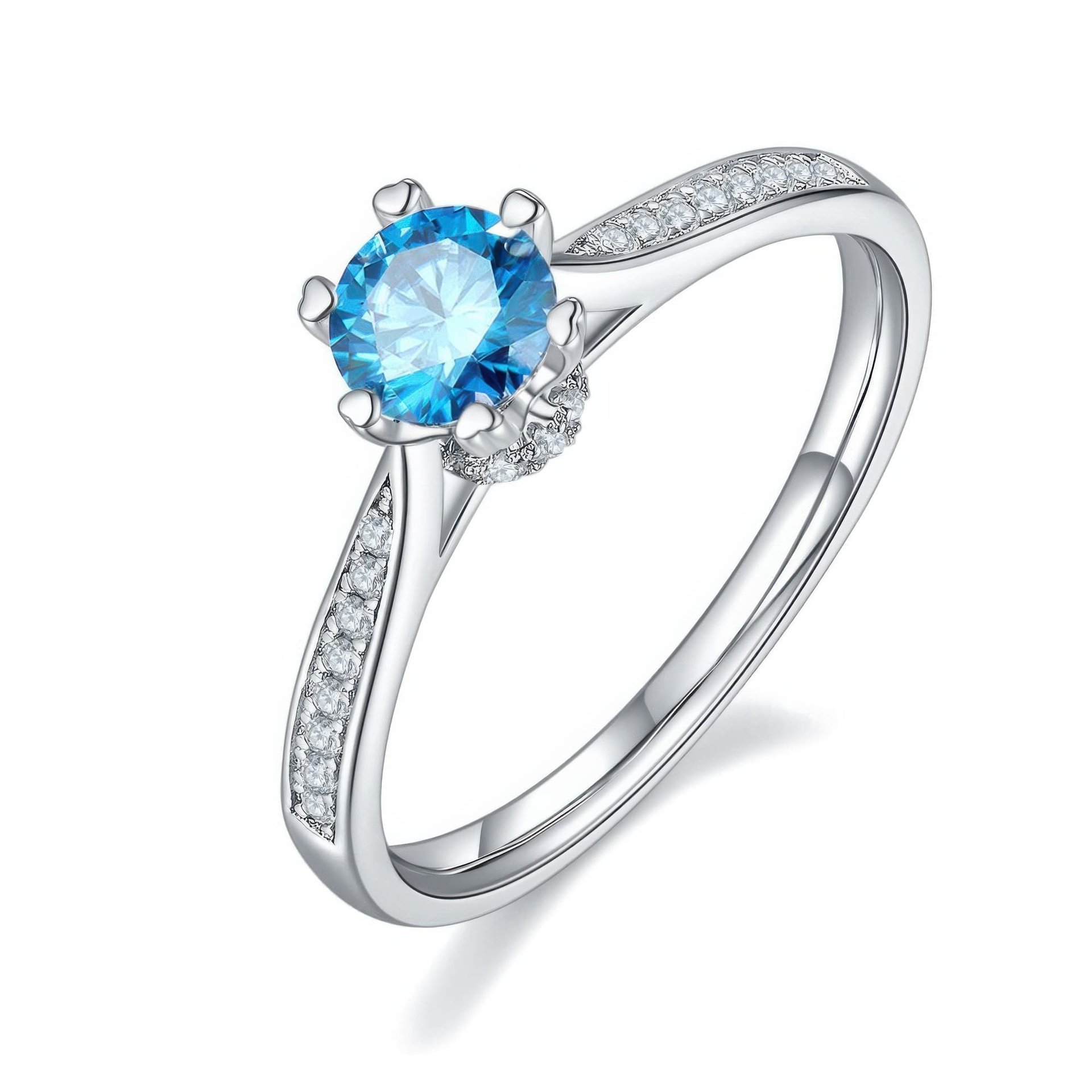 Classic Moissanite Solitaire Ring 925 Silver | 0.5ct DEW Round, Six Heart-Prong Pave | 4 Colors - Image 9