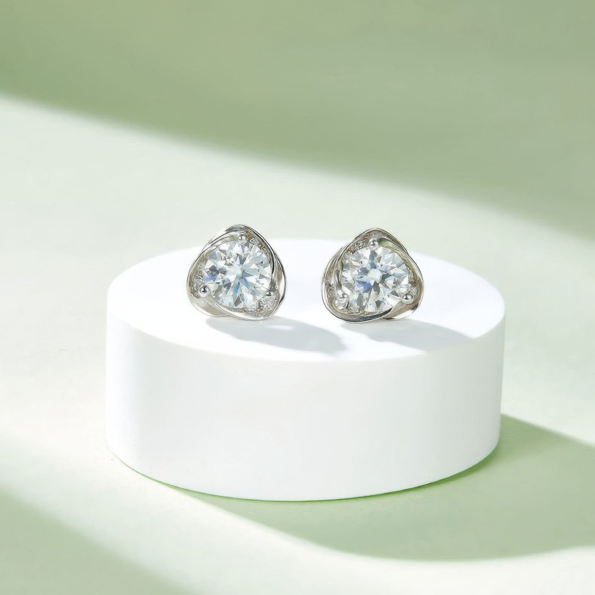 Sterling Silver Heart Moissanite Jewelry Set | Pendant & Stud Earrings | Round Brilliant in Heart Frame - Image 5