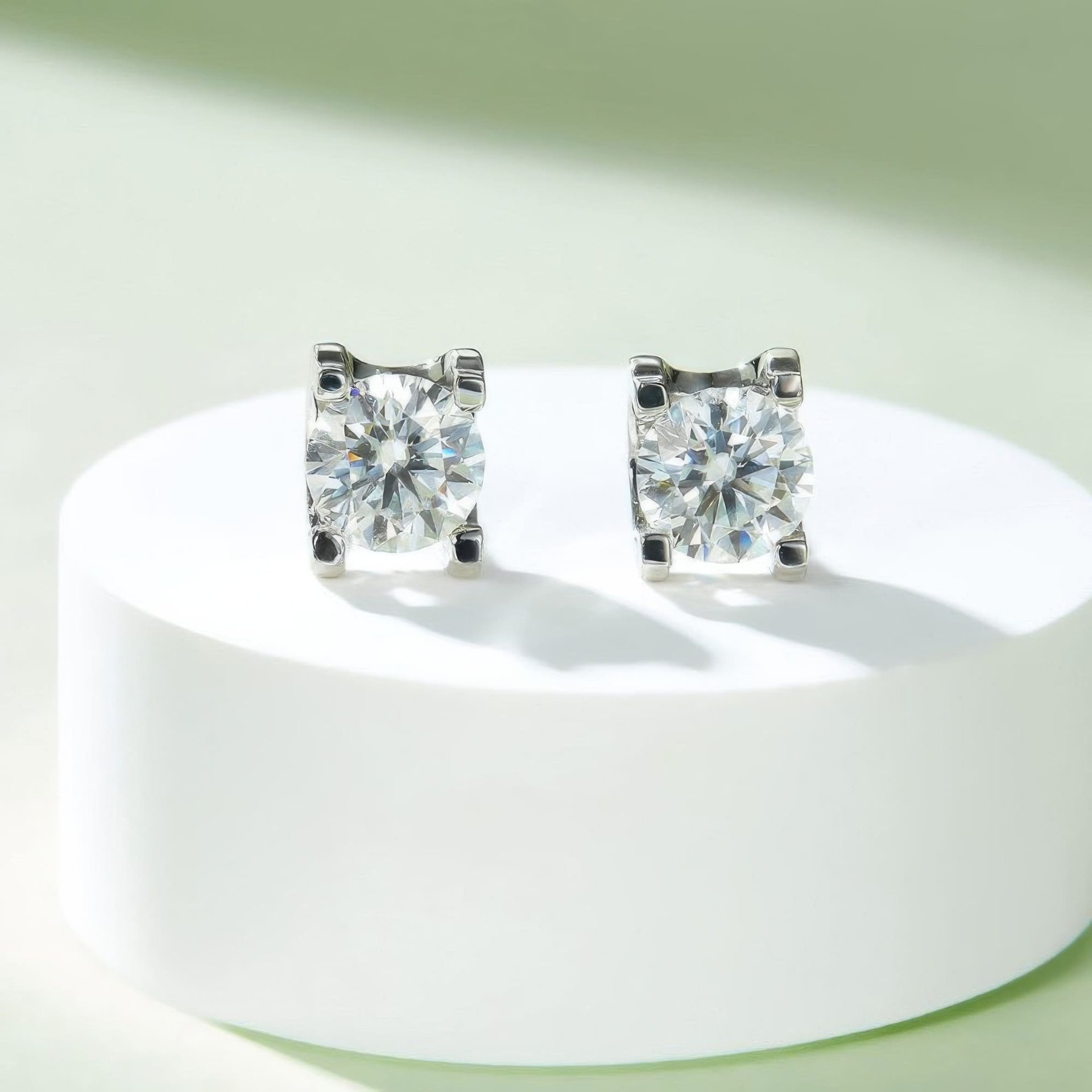 Moissanite Solitaire Pendant & Earring Set | 925 Silver 18K White Gold Plated | Bar-Set Round Brilliant - Image 4