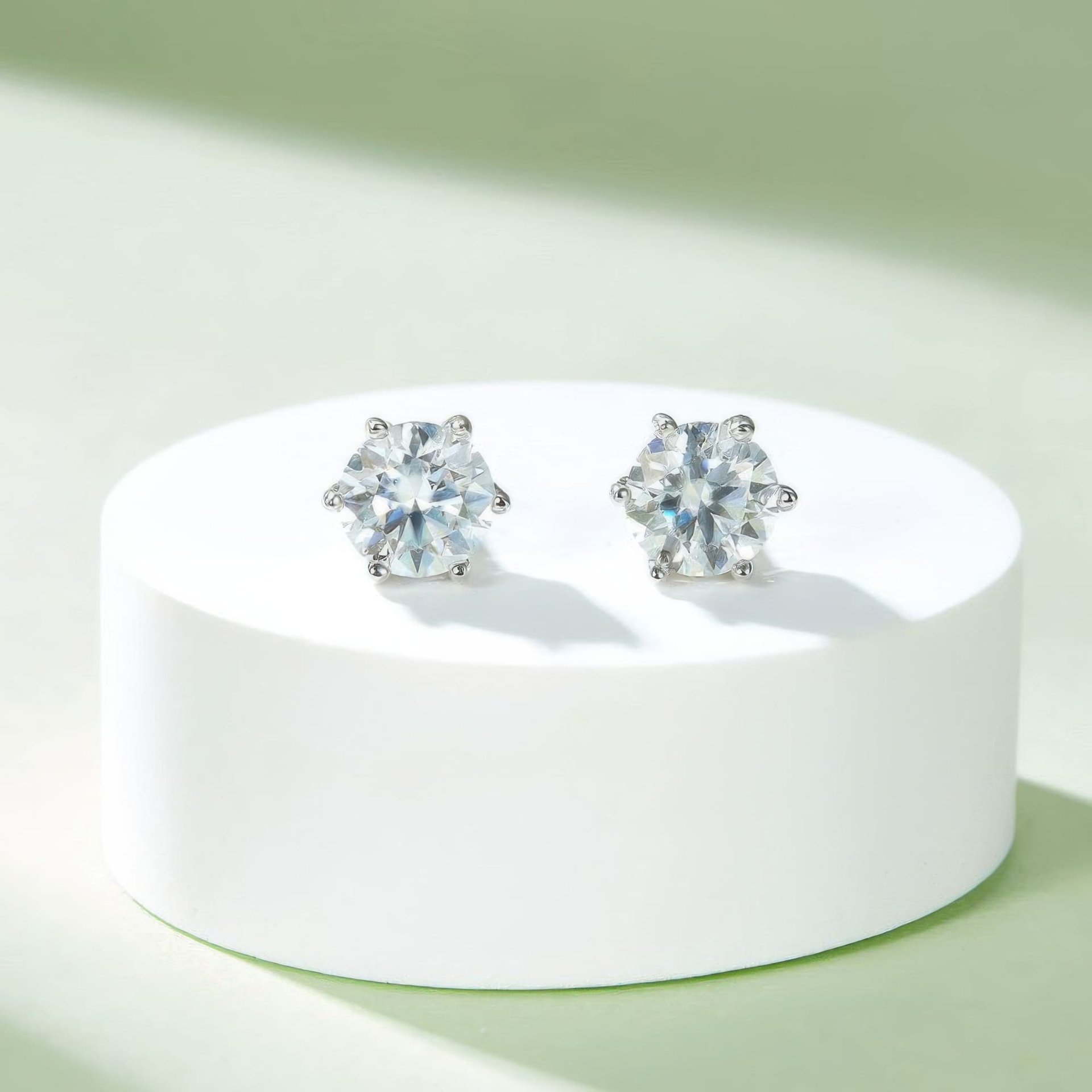 Six-Prong Moissanite Solitaire Necklace & Stud Earrings Set | Round Brilliant 925 Sterling Silver Jewelry Set - Image 4