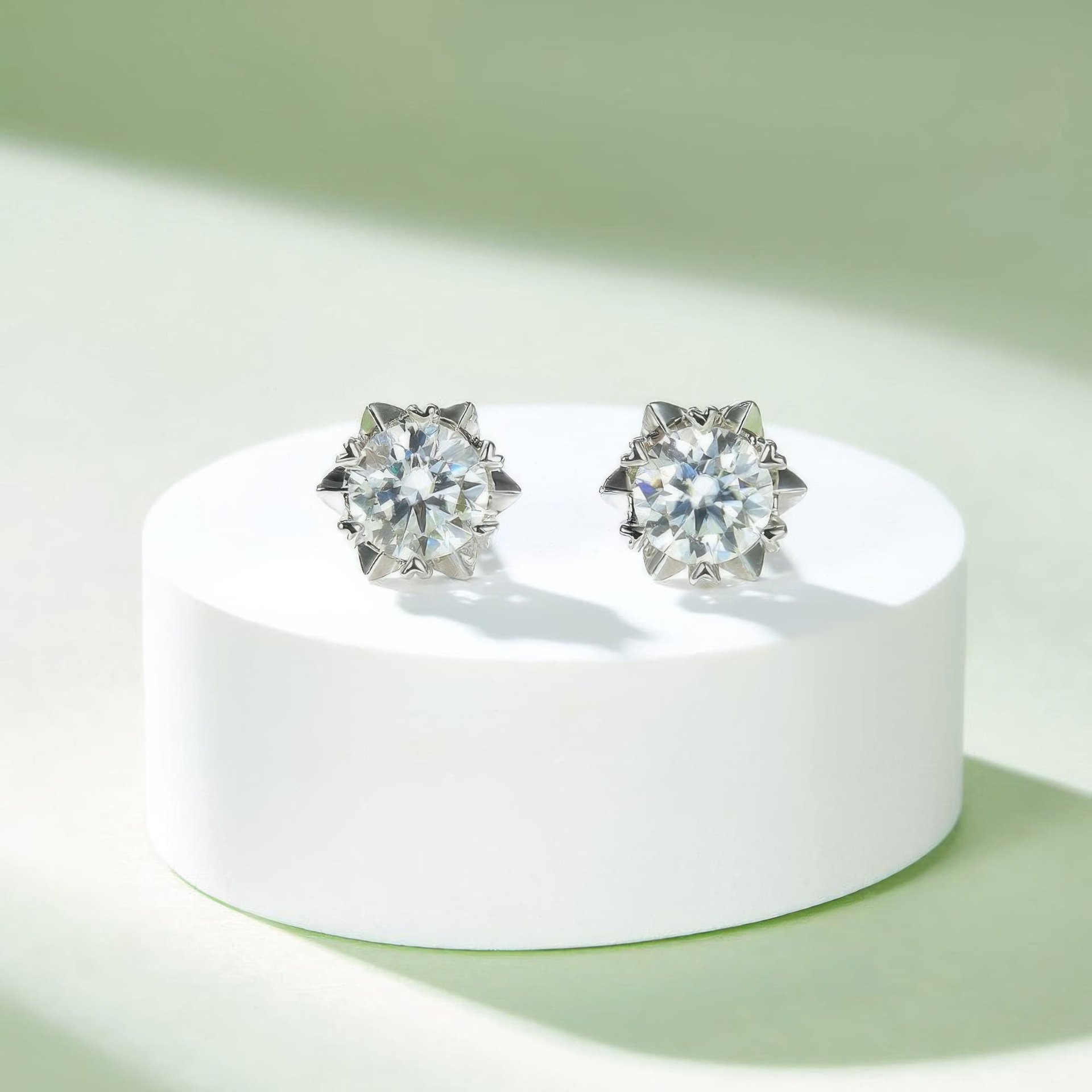 Moissanite Snowflake Jewelry Set | Round Cut Pendant & Stud Earrings | 925 Sterling Silver - Image 6