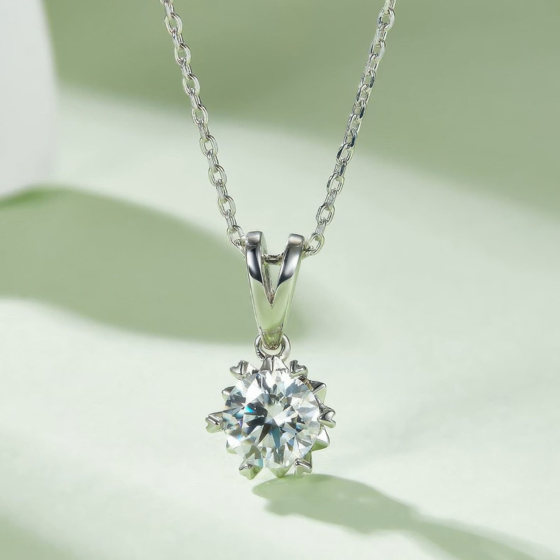 Moissanite Snowflake Jewelry Set | Round Cut Pendant & Stud Earrings | 925 Sterling Silver - Image 5