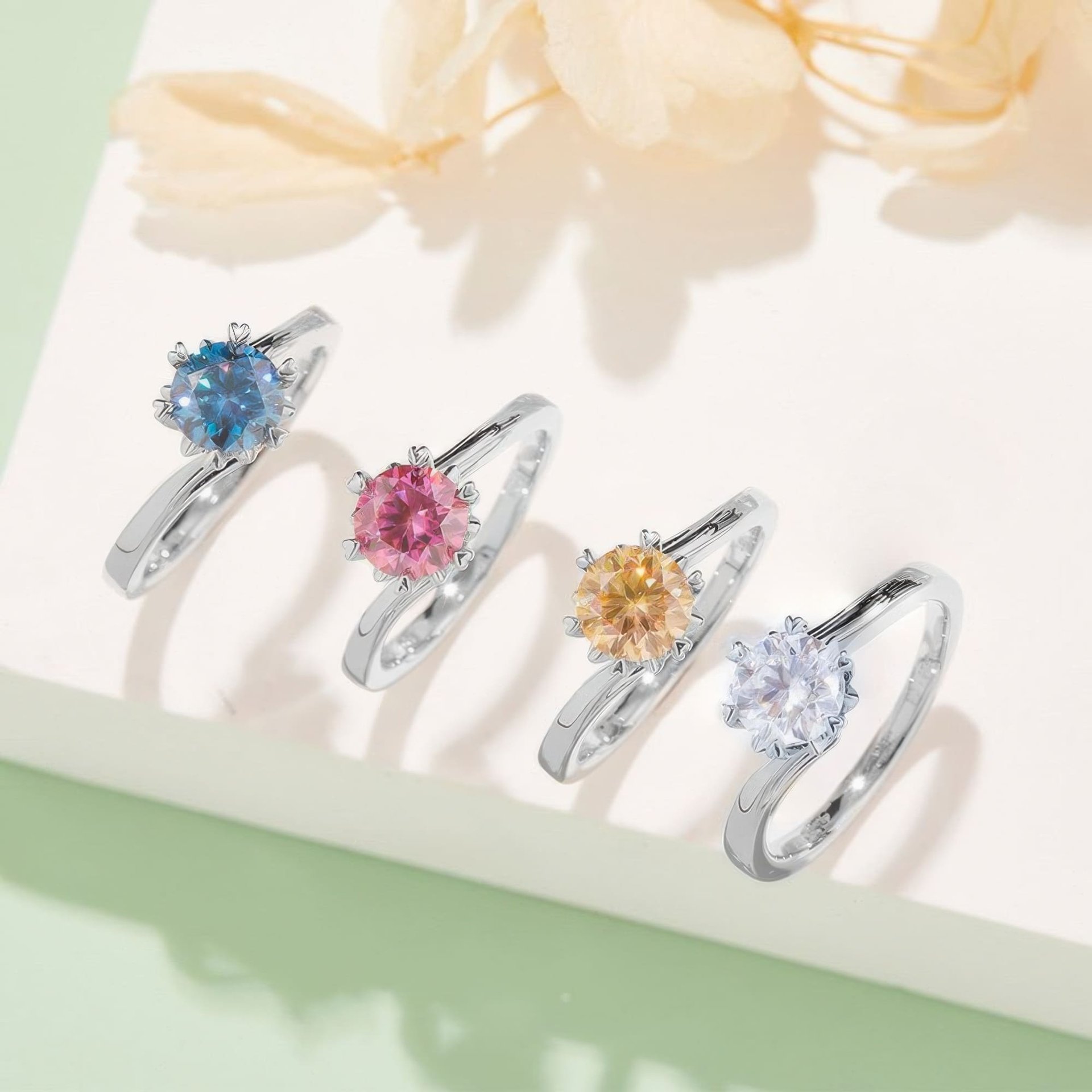 Round Moissanite Solitaire Promise Ring | 1ct 6-Prong Heart Detail | 925 Sterling Silver - Image 7