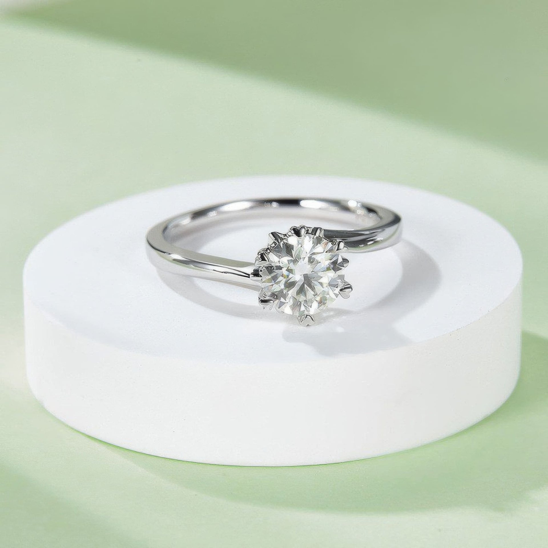 Round Moissanite Solitaire Promise Ring | 1ct 6-Prong Heart Detail | 925 Sterling Silver - Image 4