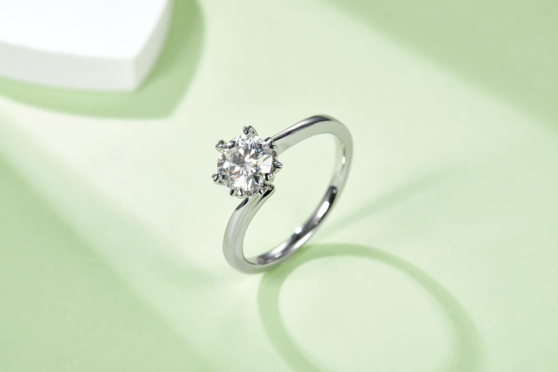 Round Moissanite Solitaire Promise Ring | 1ct 6-Prong Heart Detail | 925 Sterling Silver - Image 6