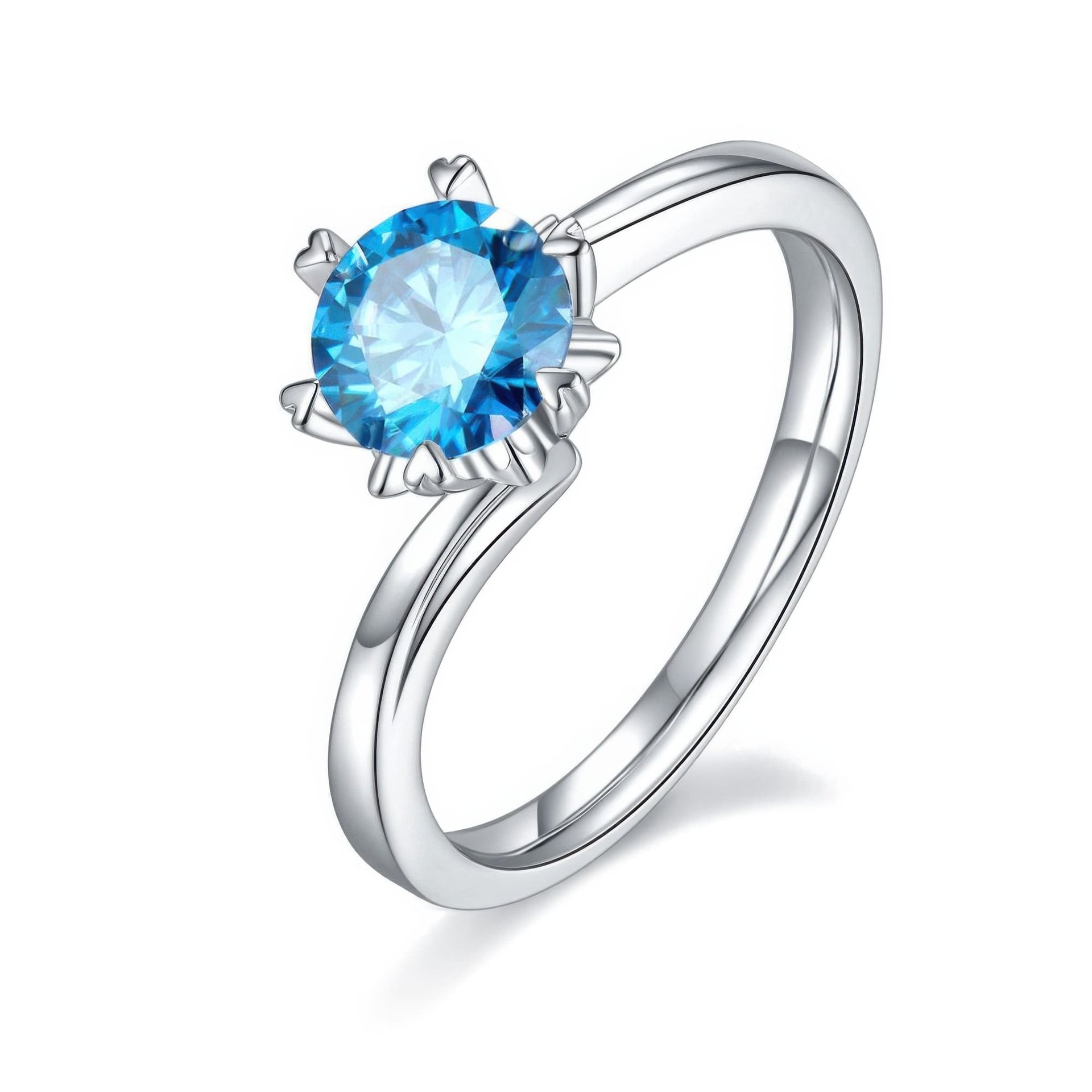 Round Moissanite Solitaire Promise Ring | 1ct 6-Prong Heart Detail | 925 Sterling Silver - Image 8