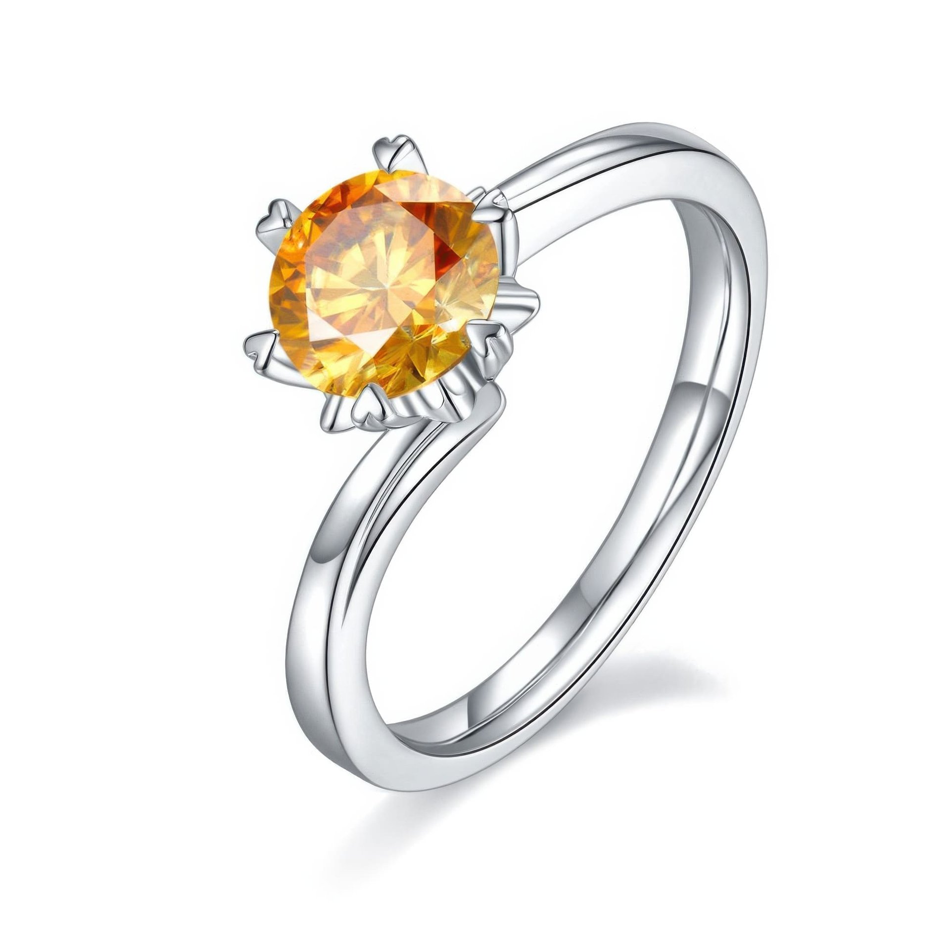 Round Moissanite Solitaire Promise Ring | 1ct 6-Prong Heart Detail | 925 Sterling Silver - Image 9