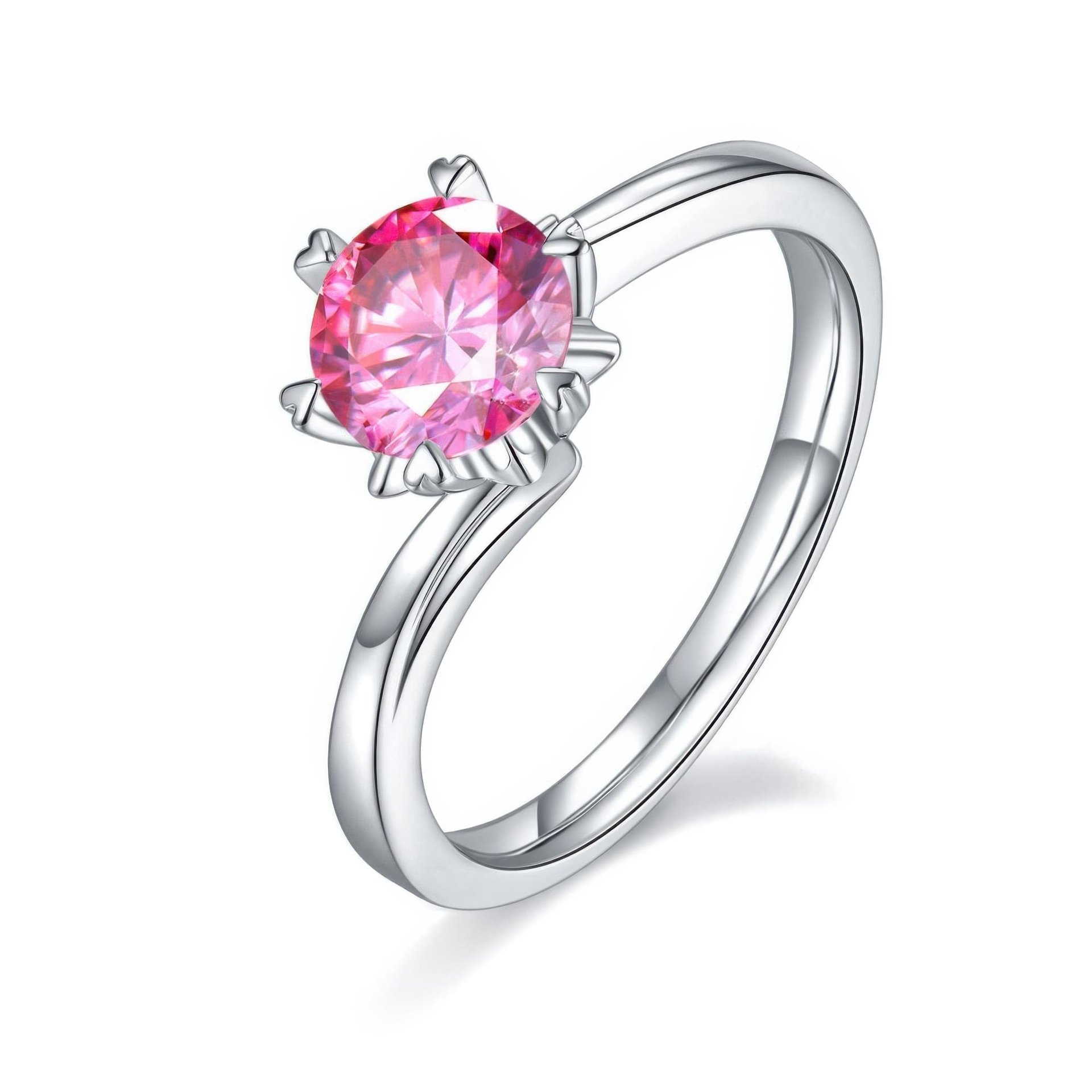 Round Moissanite Solitaire Promise Ring | 1ct 6-Prong Heart Detail | 925 Sterling Silver - Image 10