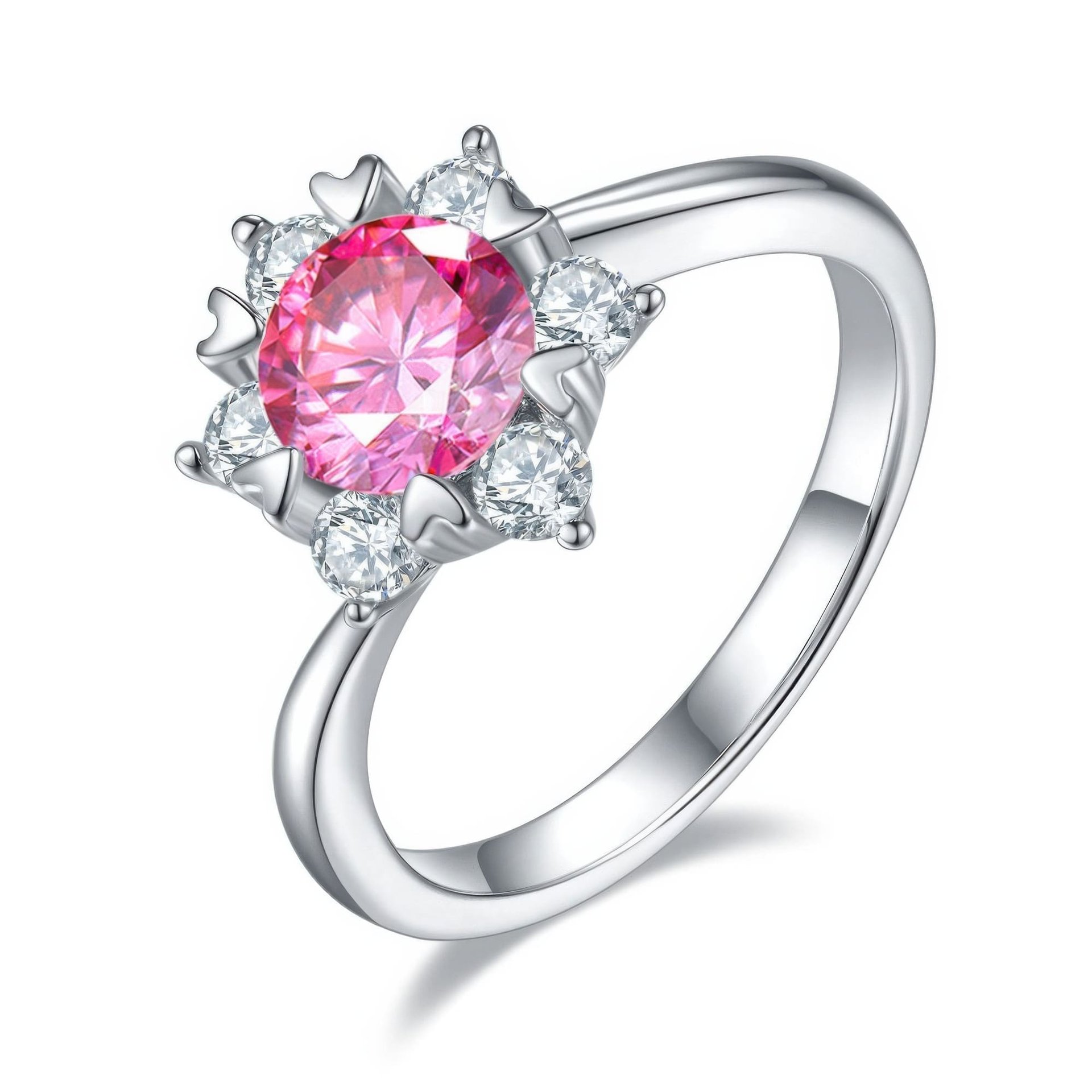 Star Flower Moissanite Ring | 925 Sterling Silver | Round Brilliant Halo of Petal Accents - Image 9