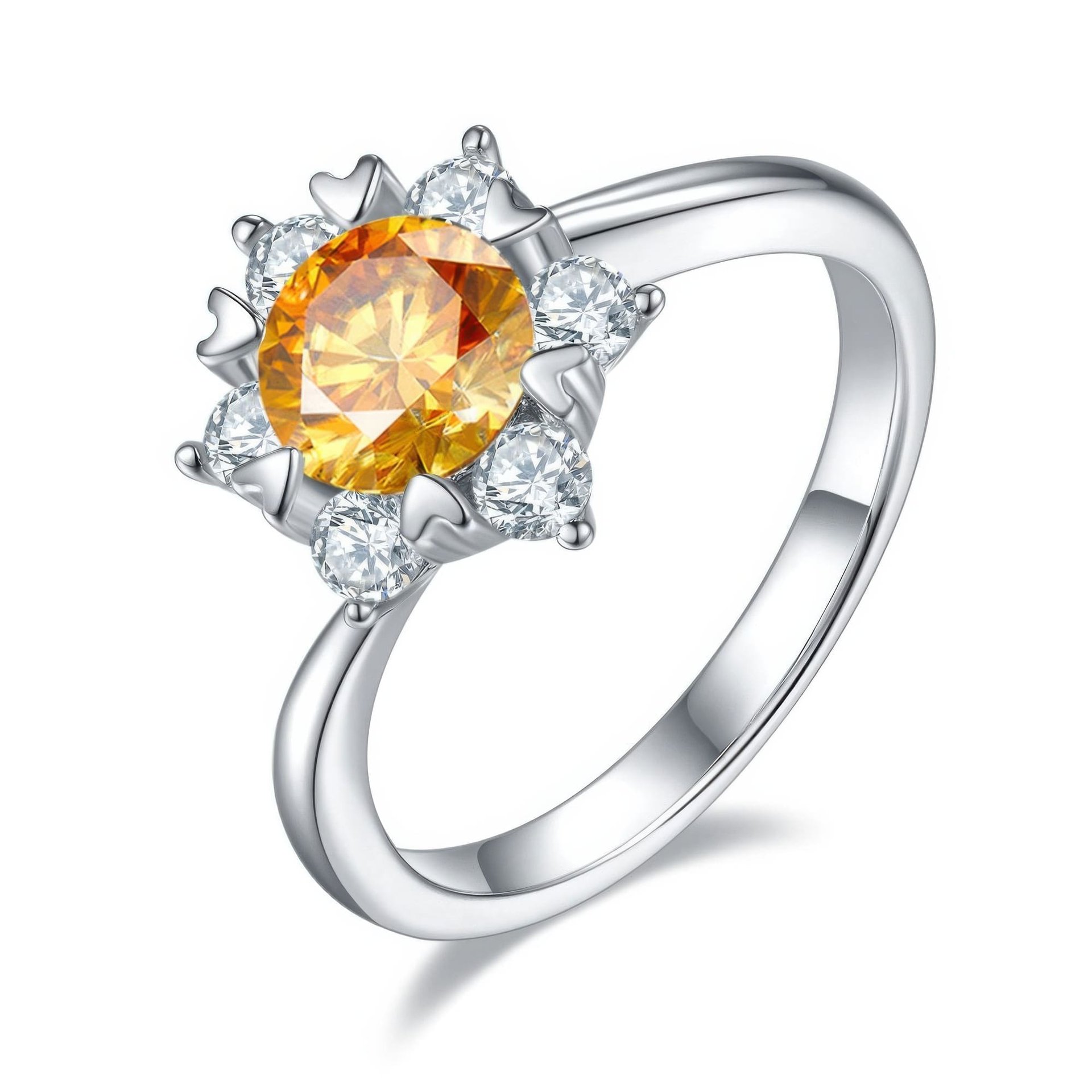 Star Flower Moissanite Ring | 925 Sterling Silver | Round Brilliant Halo of Petal Accents - Image 10