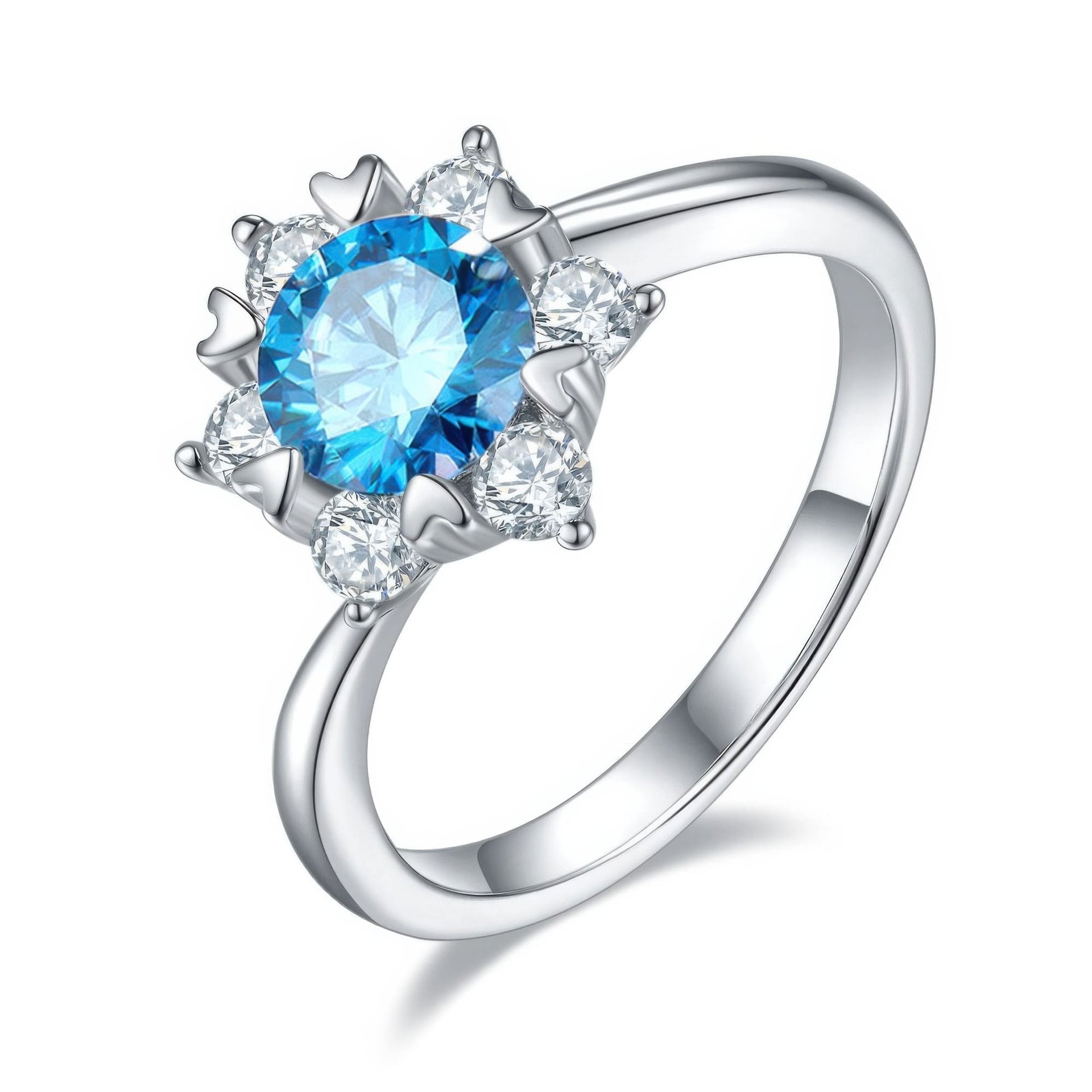 Star Flower Moissanite Ring | 925 Sterling Silver | Round Brilliant Halo of Petal Accents - Image 11