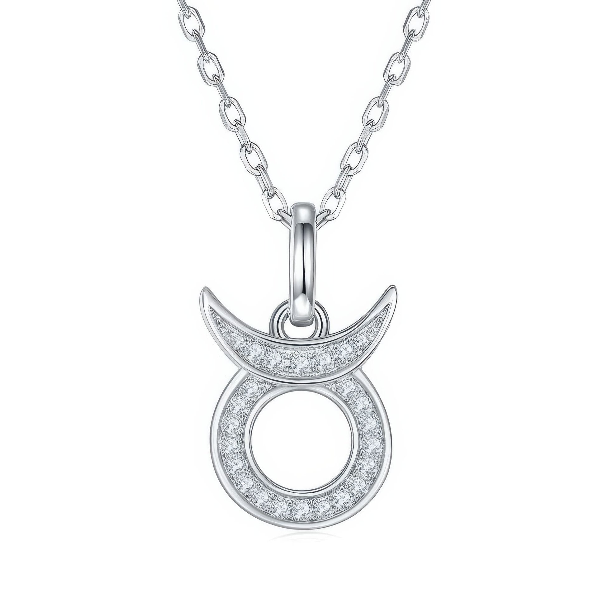 Taurus Zodiac Moissanite Pendant Necklace | Pave Bull Glyph | 925 Sterling Silver