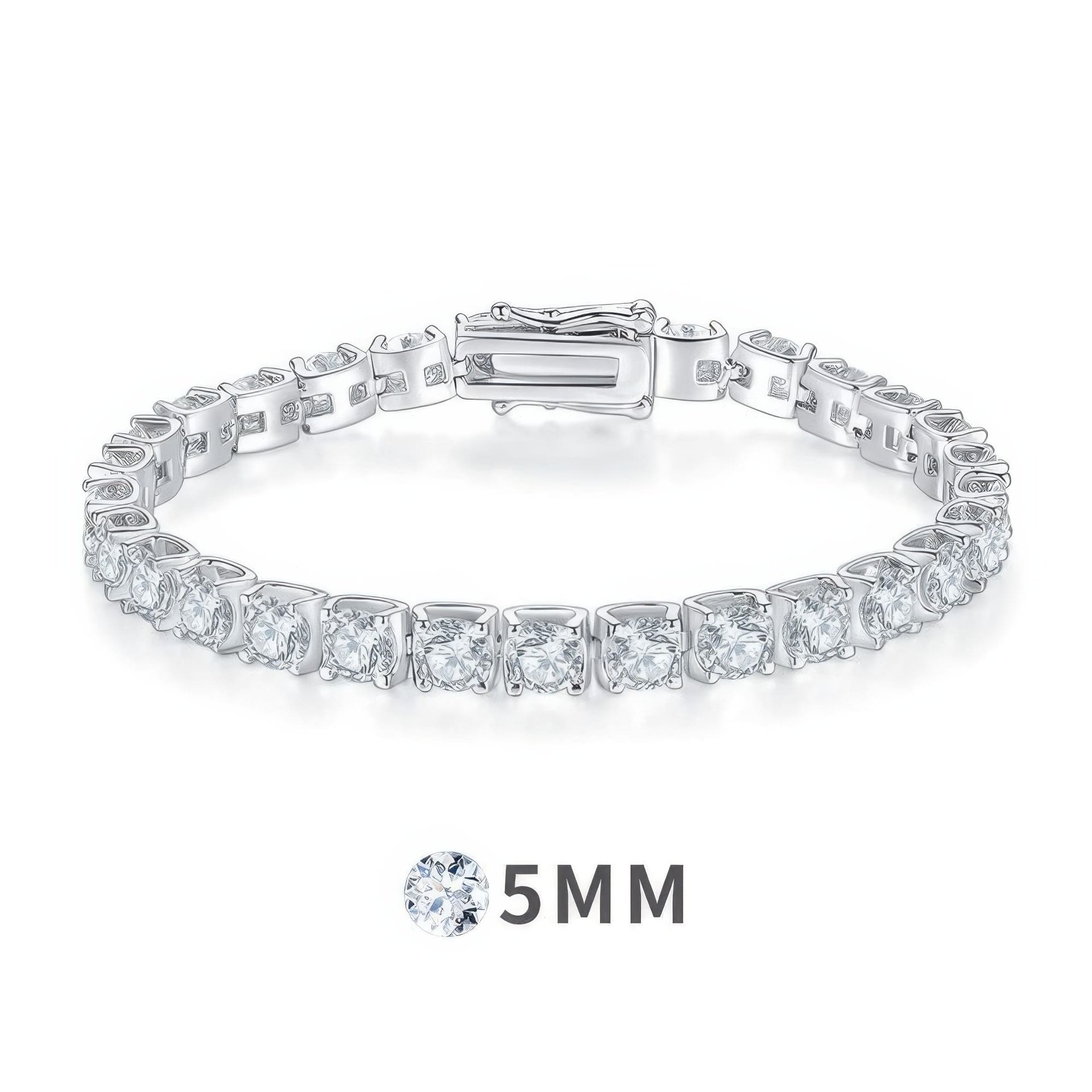 925 Sterling Silver Tennis Bracelet | 5mm (0.5ct DEW) Round Moissanite | Four-Prong Line | 16-20cm - Image 6