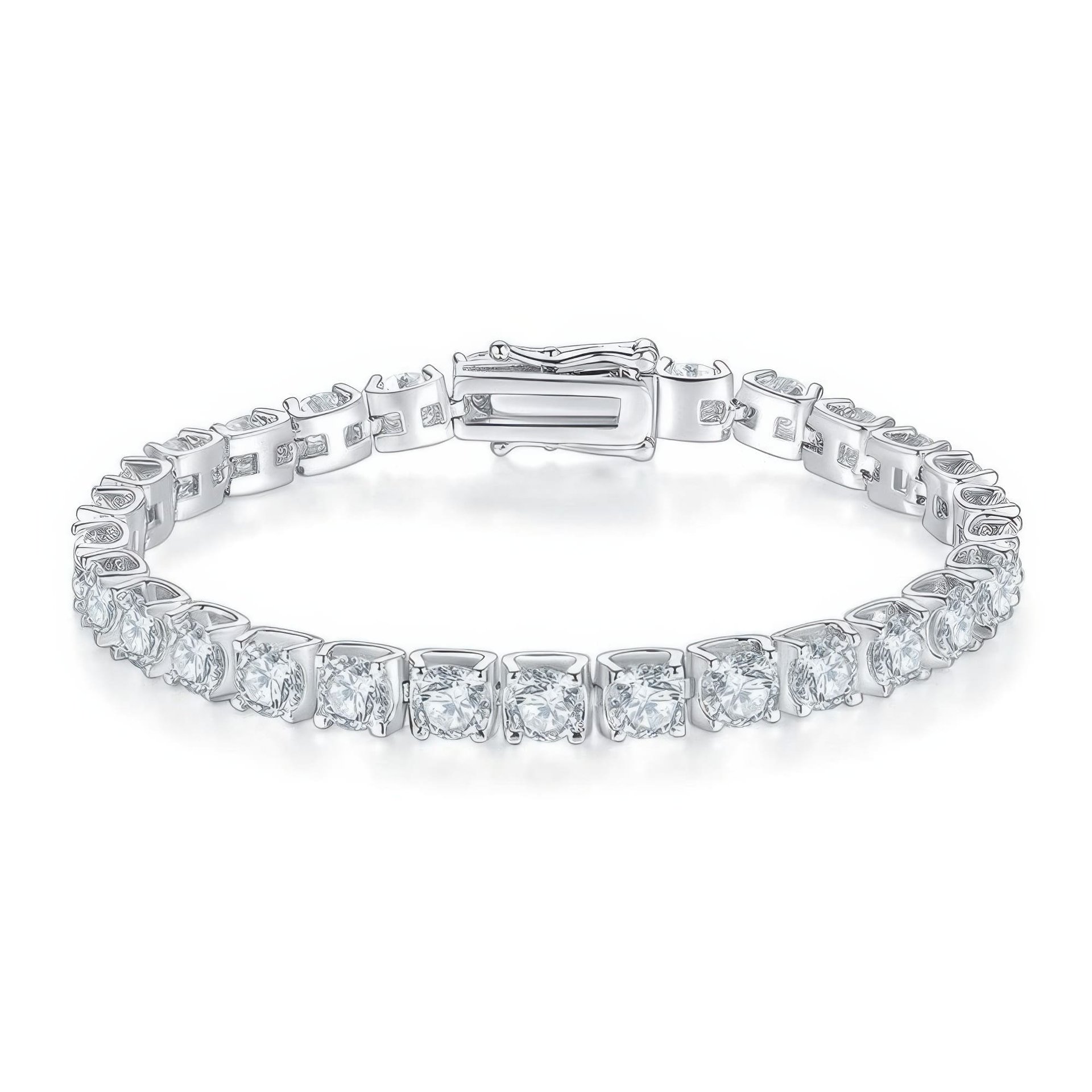 925 Sterling Silver Tennis Bracelet | 5mm (0.5ct DEW) Round Moissanite | Four-Prong Line | 16-20cm