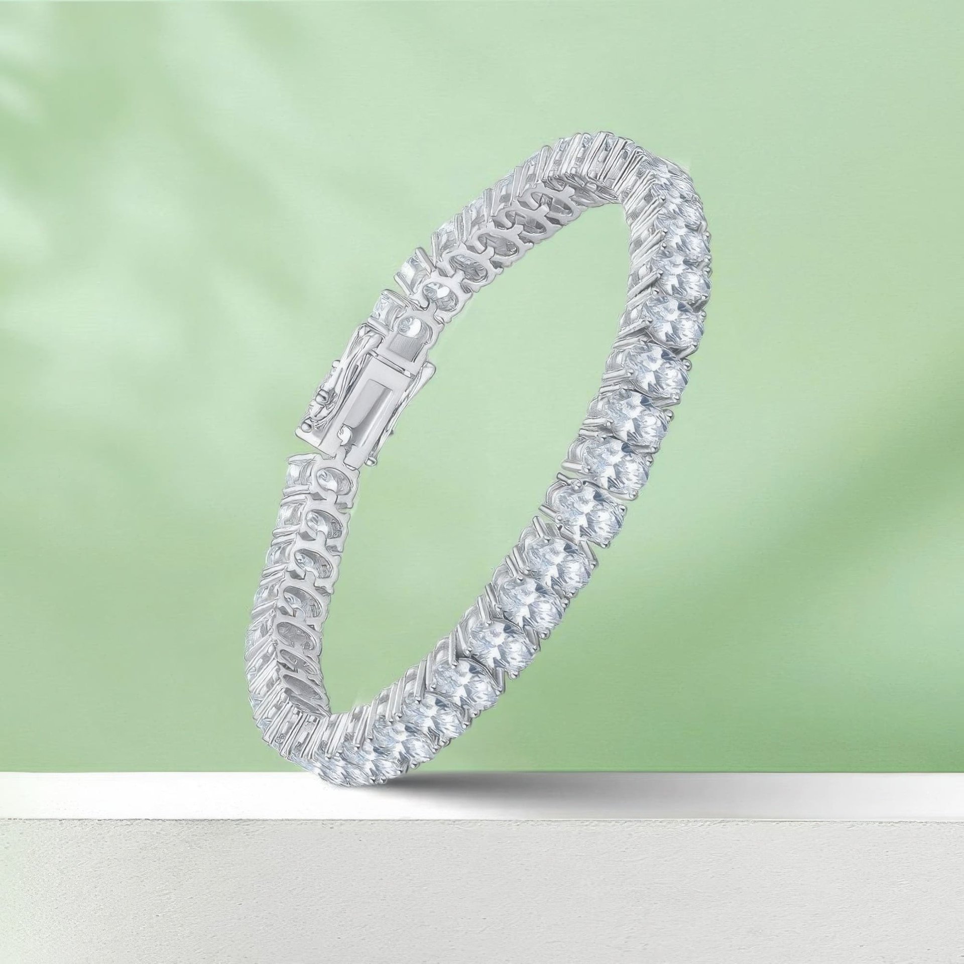 Oval Moissanite Tennis Bracelet | 925 Sterling Silver White Gold Plated | 16-20CM - Image 5