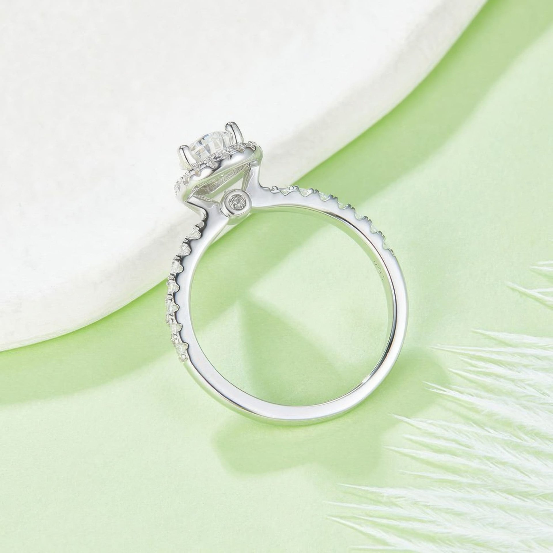 Pear Cut Moissanite Halo Ring | 1ct DEW (6.5mm) D Color | 925 Sterling Silver Engagement Ring - Image 3