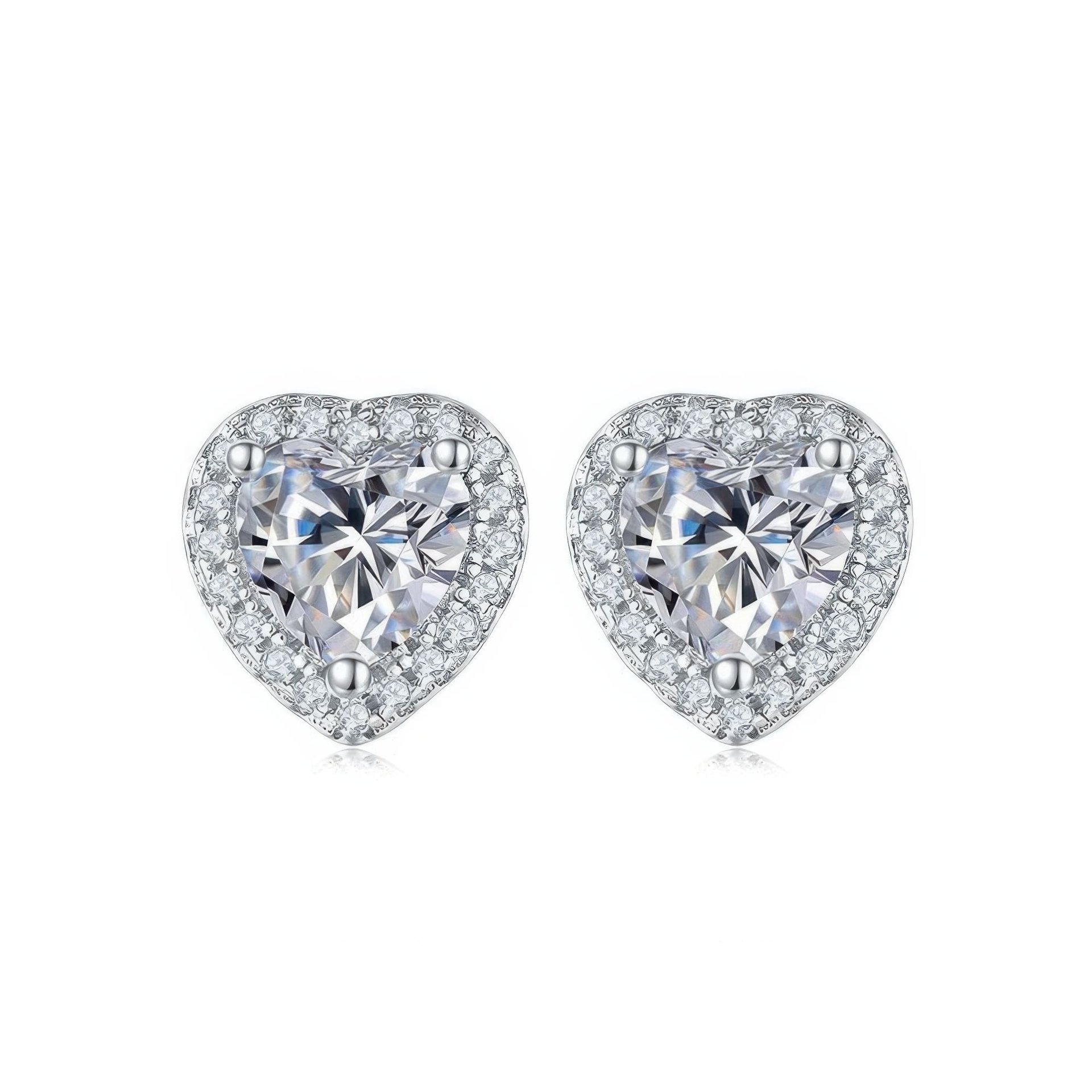 Heart Cut Moissanite Halo Jewelry Set | Pendant & Stud Earrings | 925 Sterling Silver - Image 5