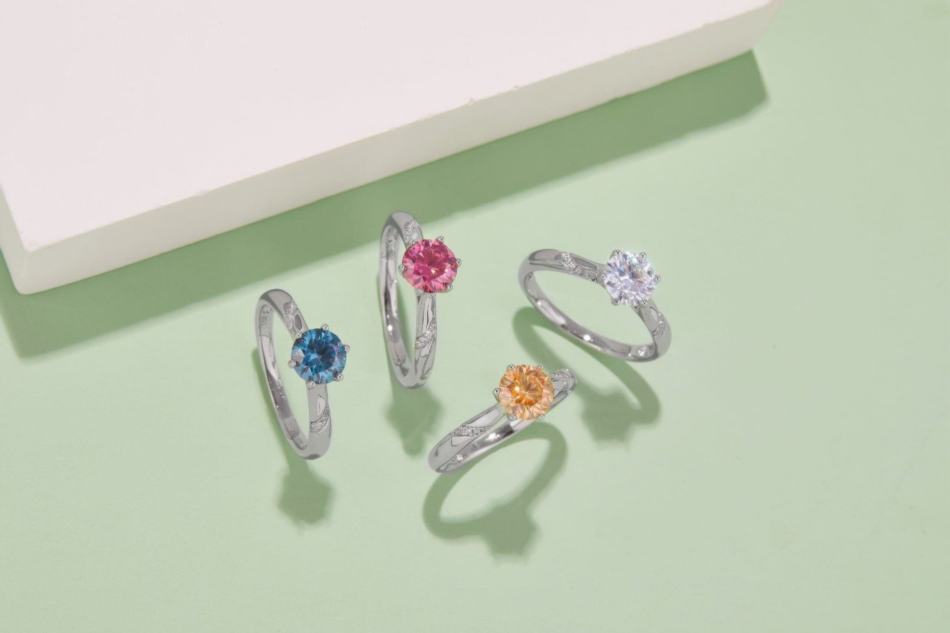 Round Solitaire Moissanite Ring | 1ct 6-Prong with Pave Shoulders | 925 Silver - Image 8