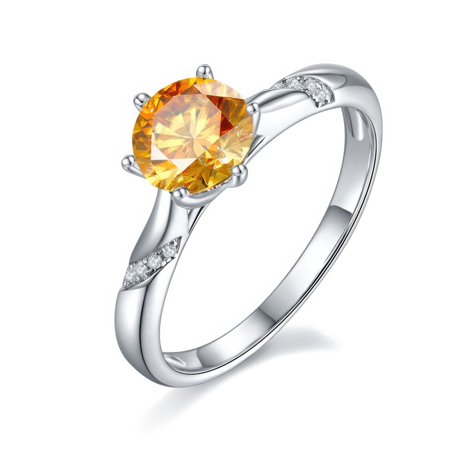 Round Solitaire Moissanite Ring | 1ct 6-Prong with Pave Shoulders | 925 Silver - Image 10