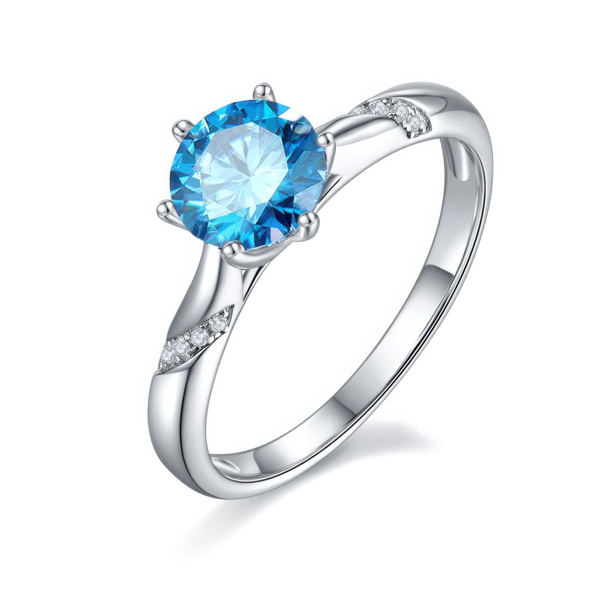 Round Solitaire Moissanite Ring | 1ct 6-Prong with Pave Shoulders | 925 Silver - Image 11