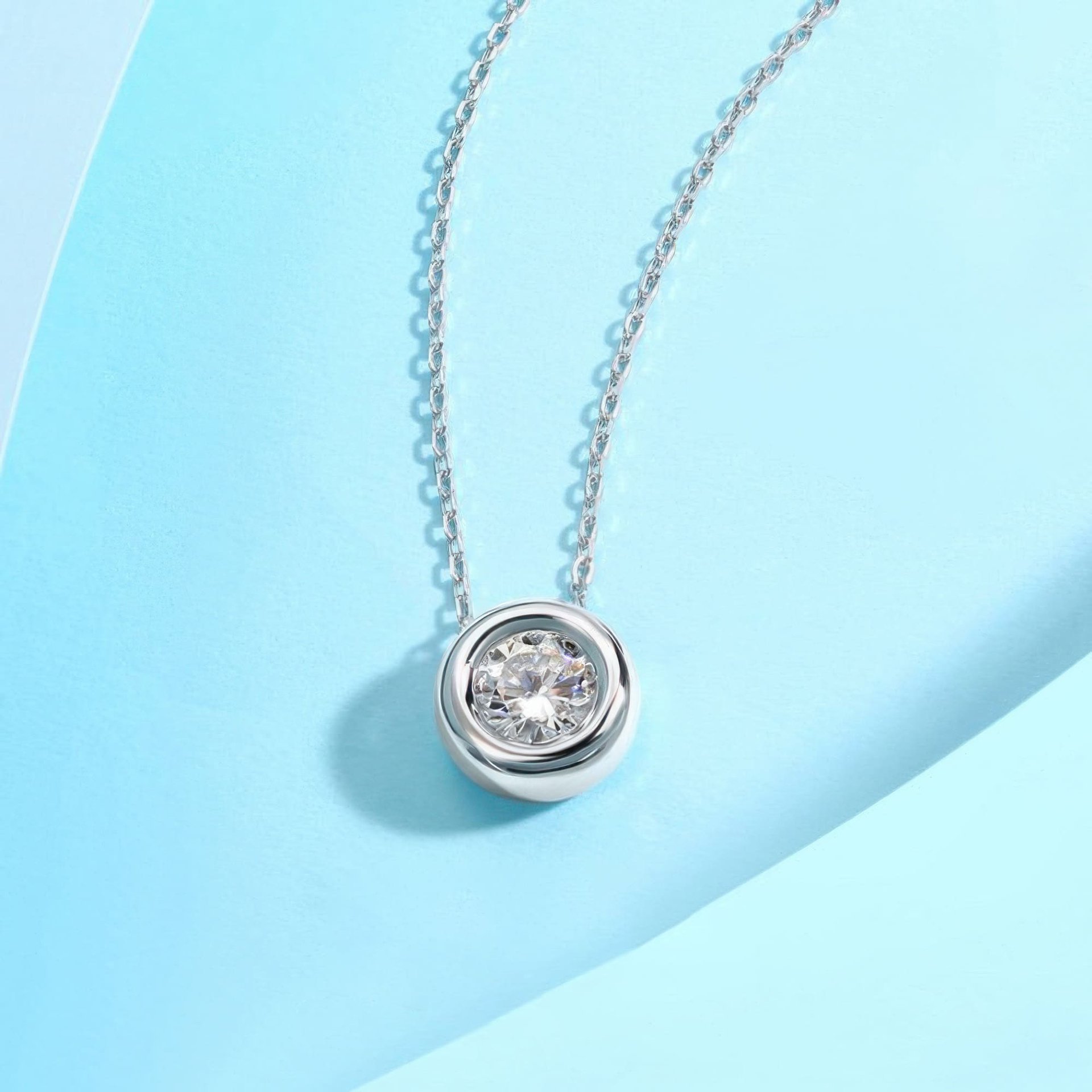 Moissanite Bezel Jewelry Set | 2ct DEW D-Color Round Pendant & Studs | 925 Silver - Image 4