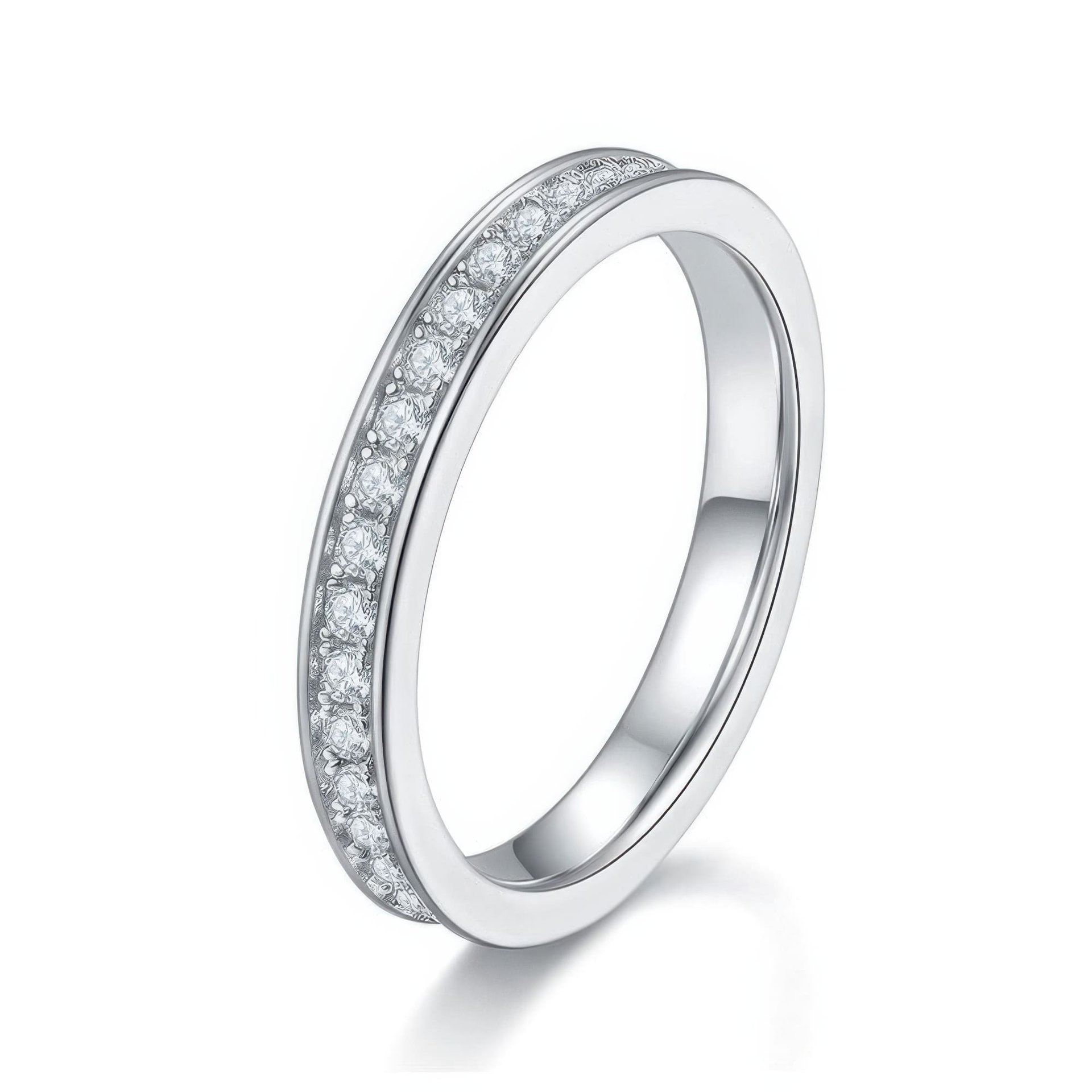 925 Silver Moissanite Eternity Band Ring | Channel-Set Full Eternity, 0.60ct DEW Round-Cut
