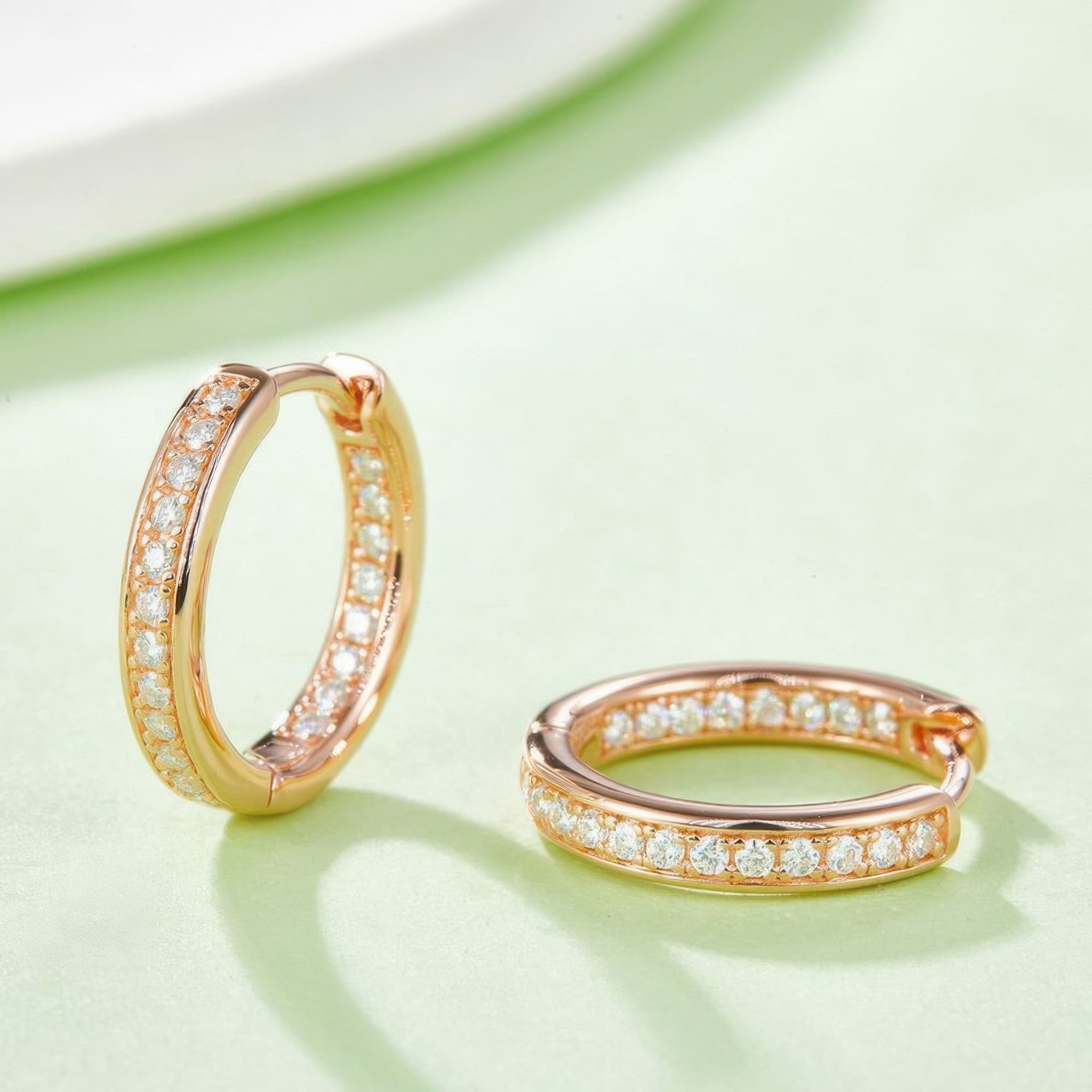 Modern Moissanite Pavé Huggie Hoop Earrings | 925 Sterling Silver Click-Top Hoops - Image 5