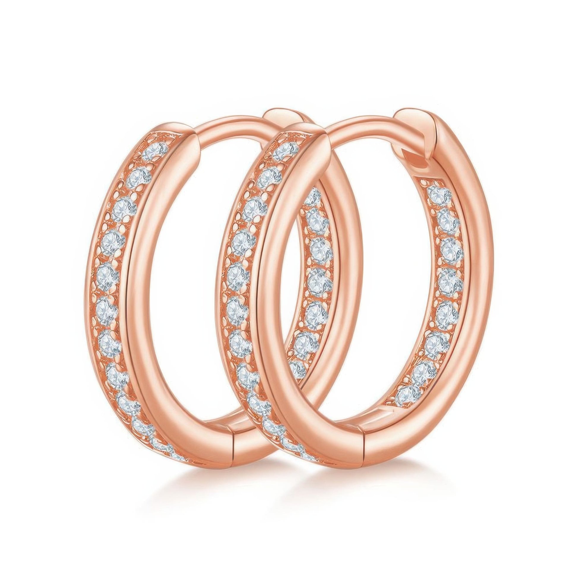 Modern Moissanite Pavé Huggie Hoop Earrings | 925 Sterling Silver Click-Top Hoops - Image 4