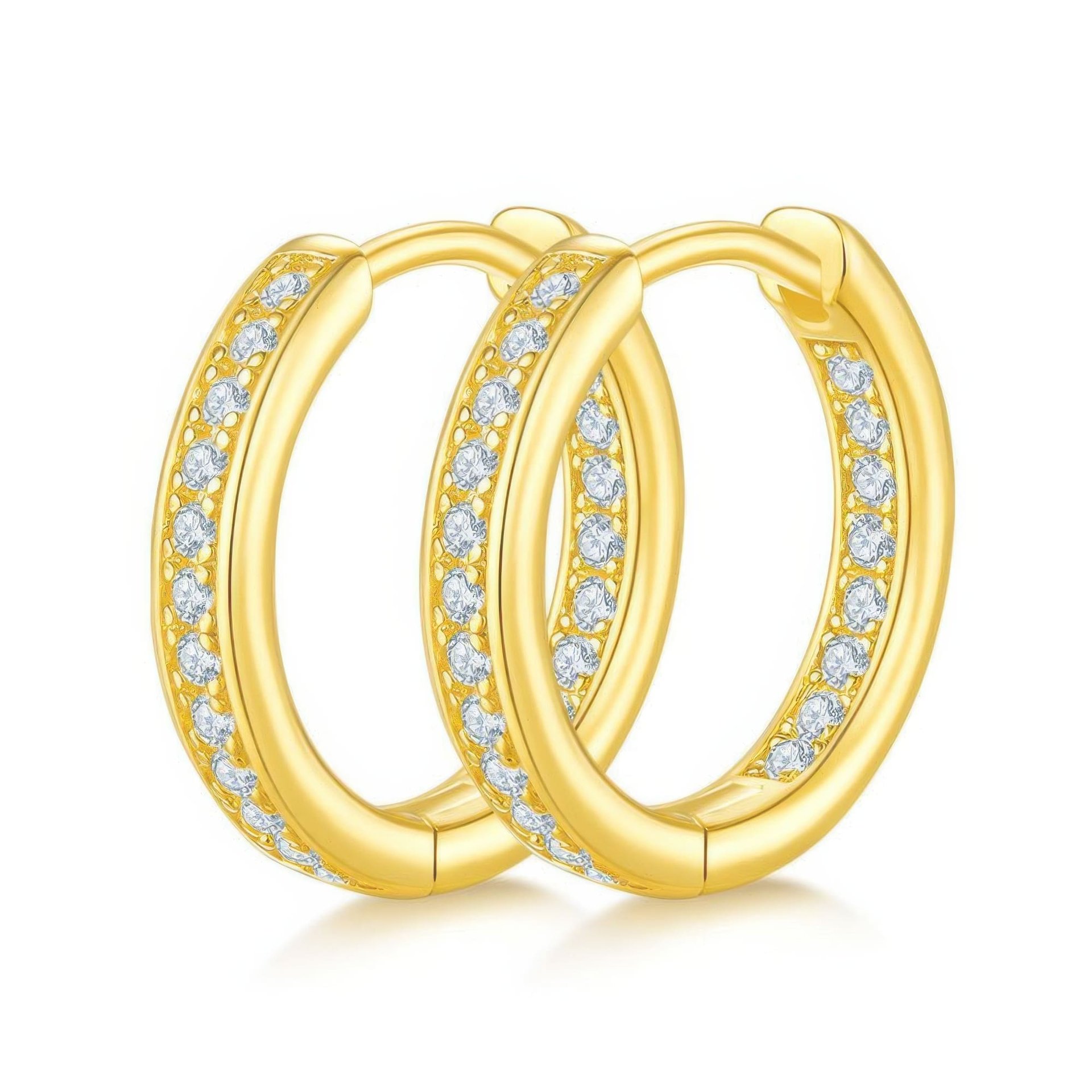 Modern Moissanite Pavé Huggie Hoop Earrings | 925 Sterling Silver Click-Top Hoops - Image 6