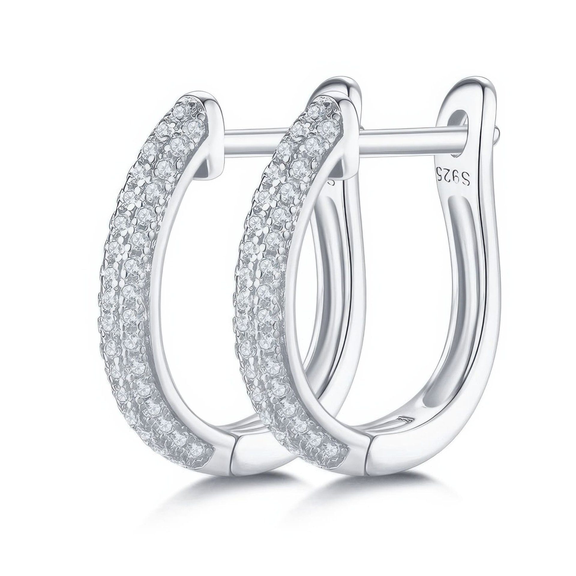 U-Shaped Moissanite Pave Huggie Hoop Earrings | 18K Gold-Plated 925 Sterling Silver | DEF VVS
