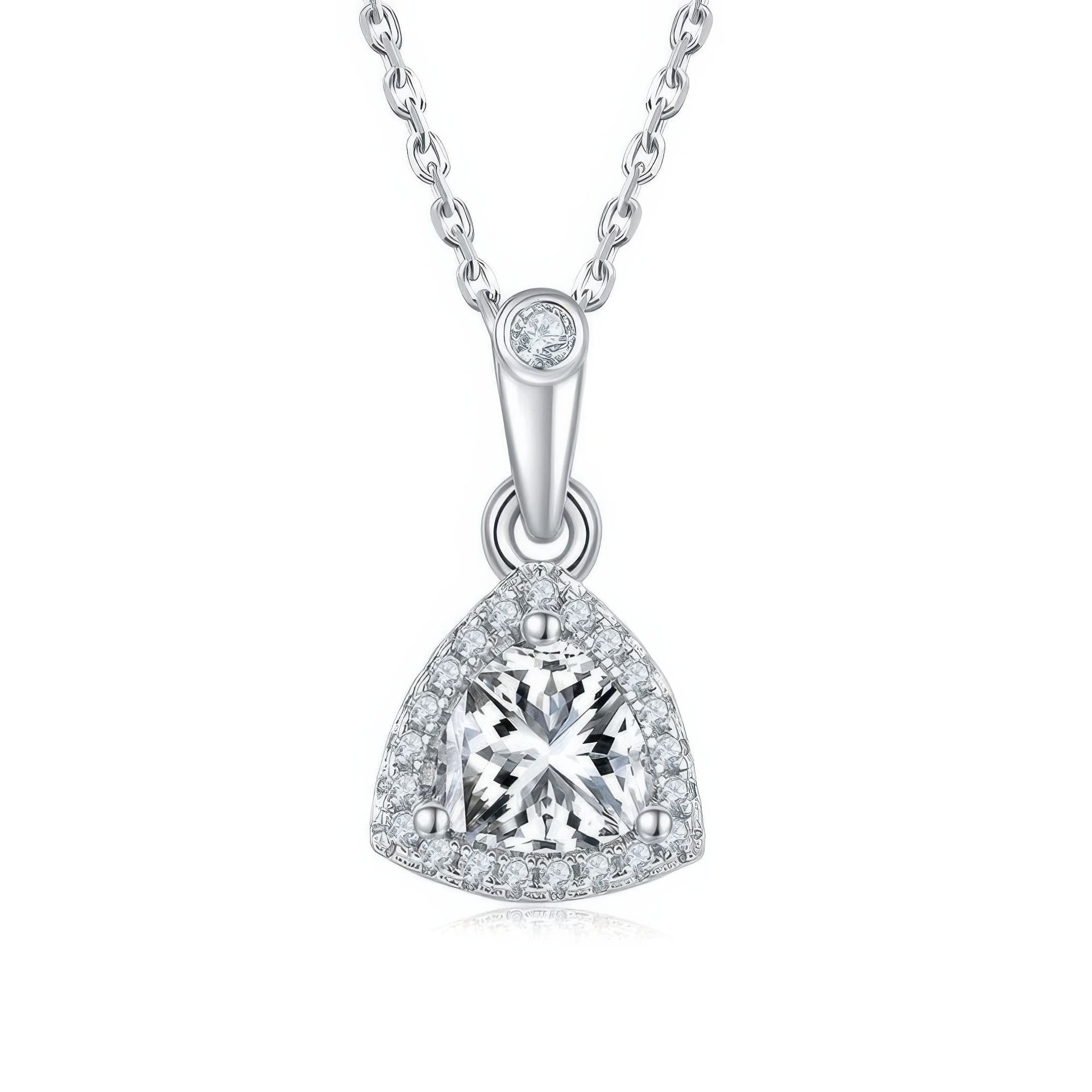 Triangle Moissanite Necklace & Earring Set | 925 Silver Trillion-Cut Halo Pendant + Studs, 1ct + 0.5ct/ea DEF VVS - Image 6