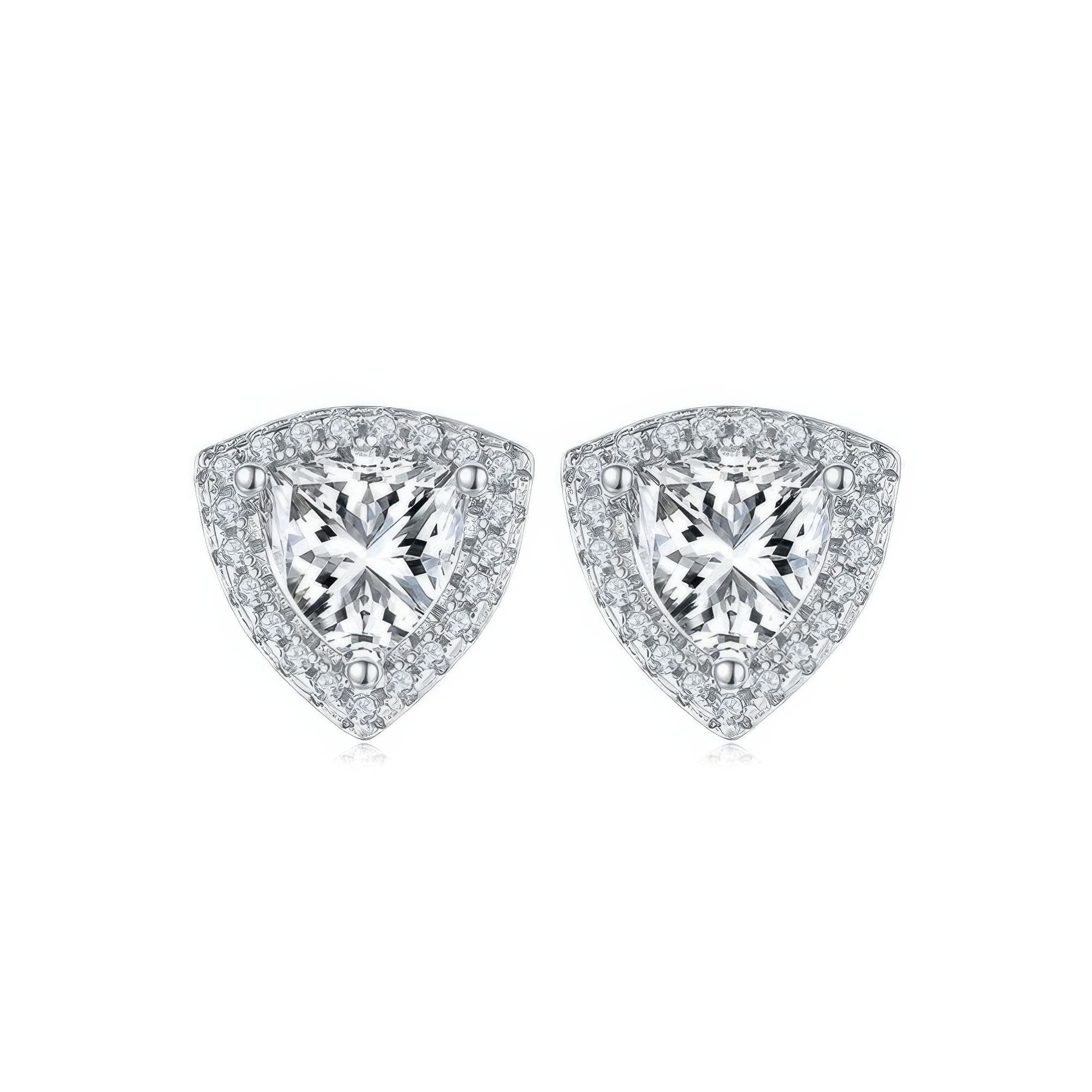 Triangle Moissanite Necklace & Earring Set | 925 Silver Trillion-Cut Halo Pendant + Studs, 1ct + 0.5ct/ea DEF VVS - Image 7